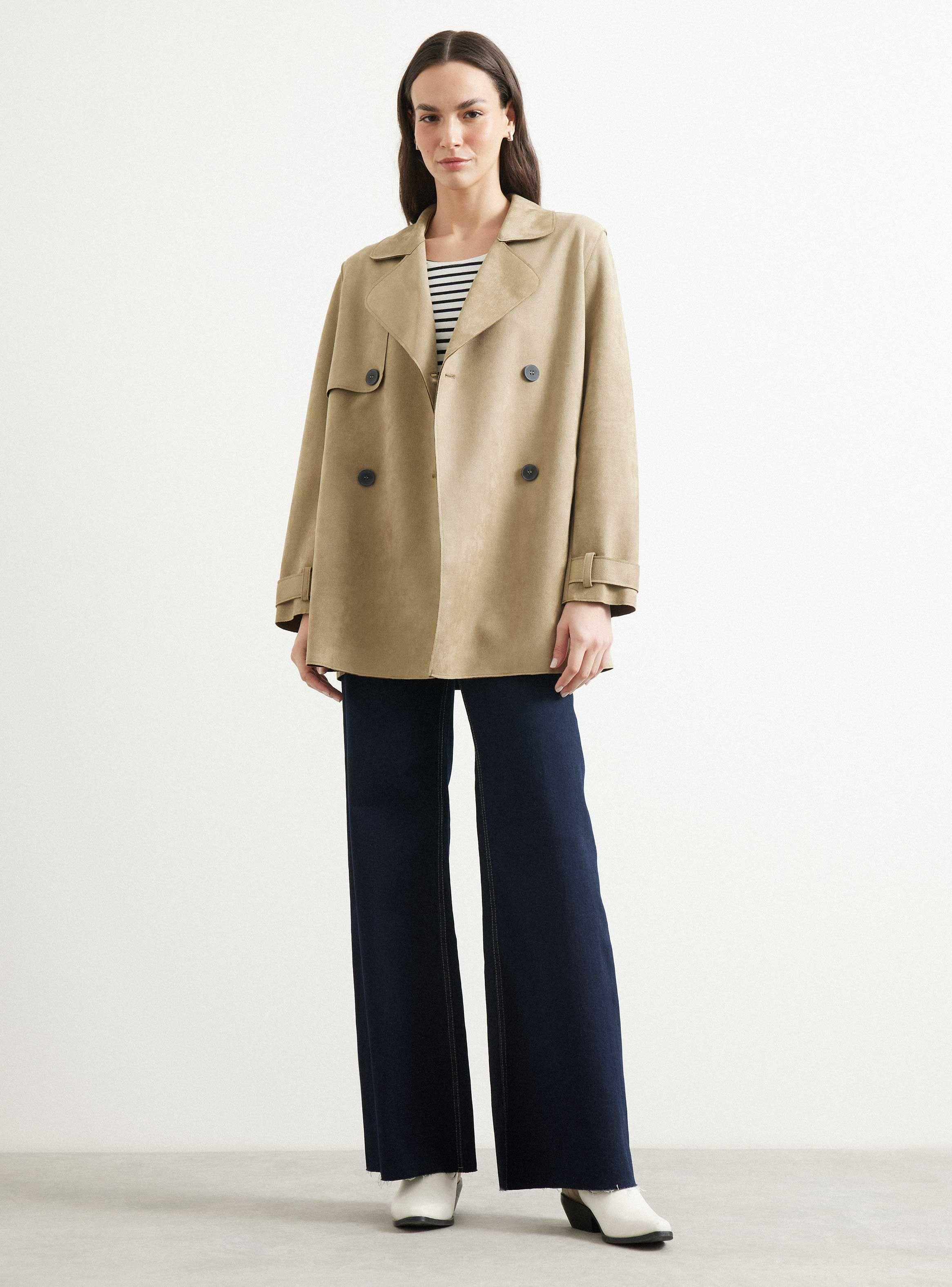 Abrigo Trench Efecto Gamuza-4