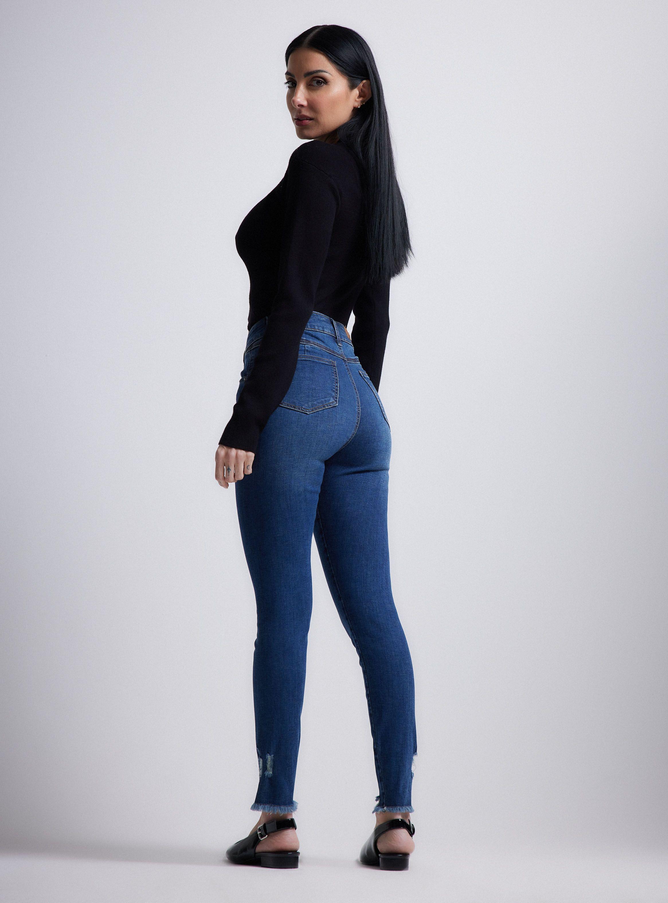 Jeans Azul Medio sin Costura en Costado-5