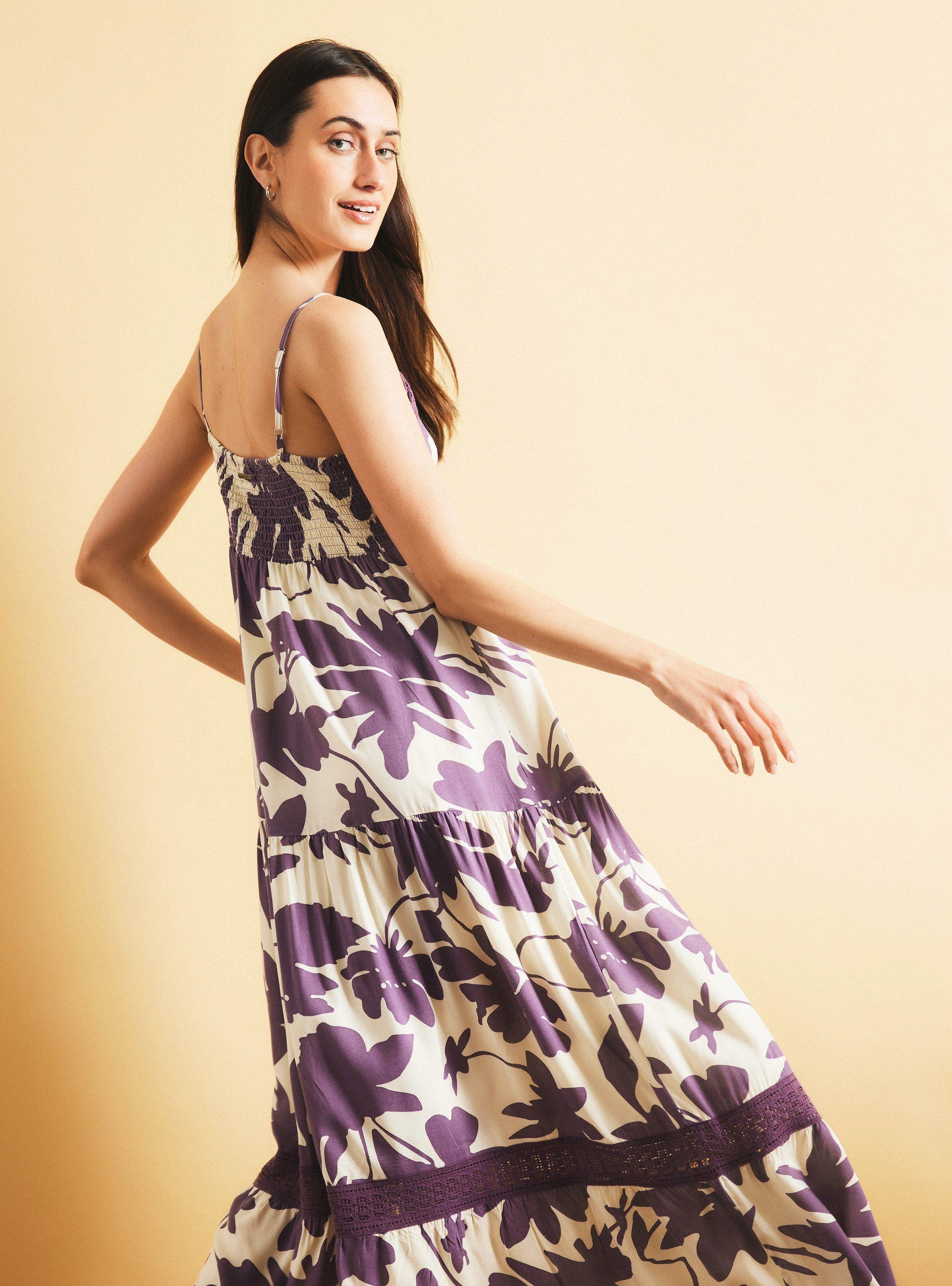 Vestido Estampado con Aplicación Encaje-1