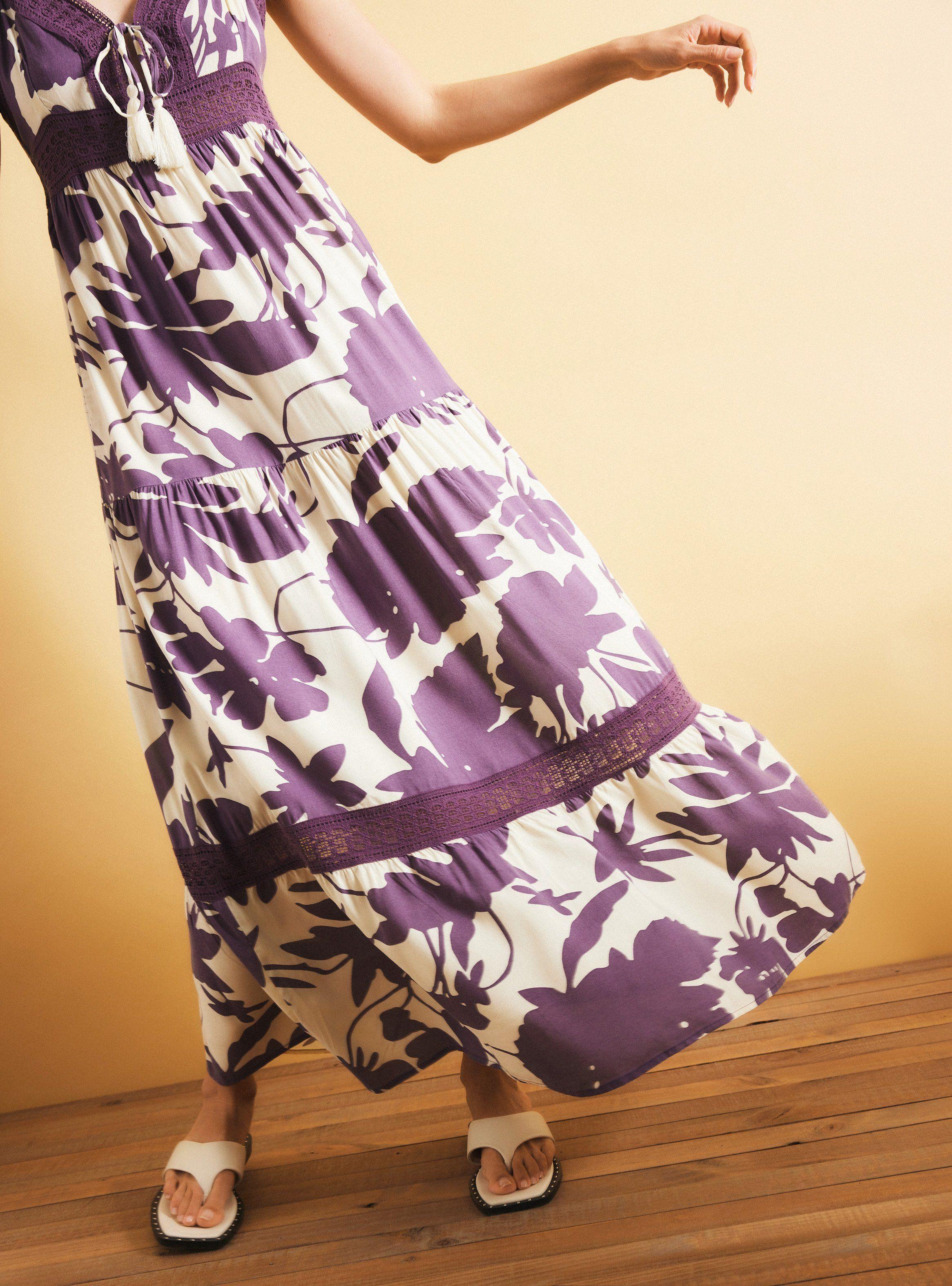 Vestido Estampado con Aplicación Encaje-3