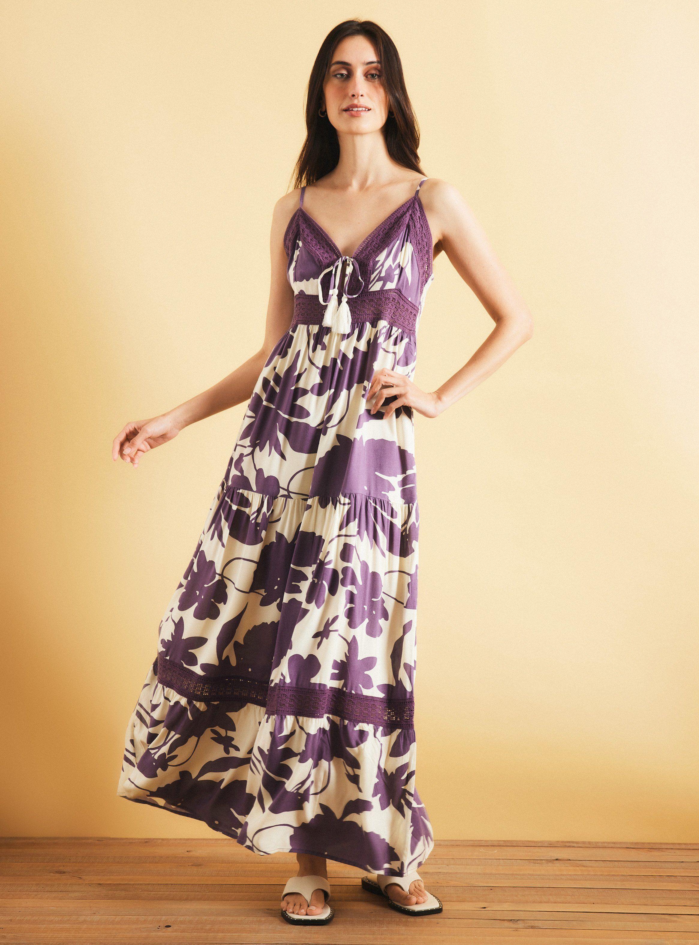Vestido Estampado con Aplicación Encaje-4