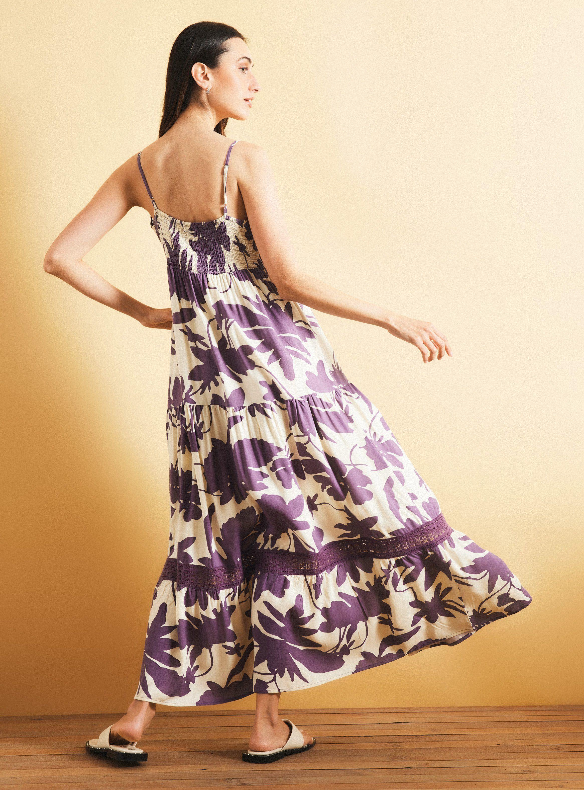 Vestido Estampado con Aplicación Encaje-5