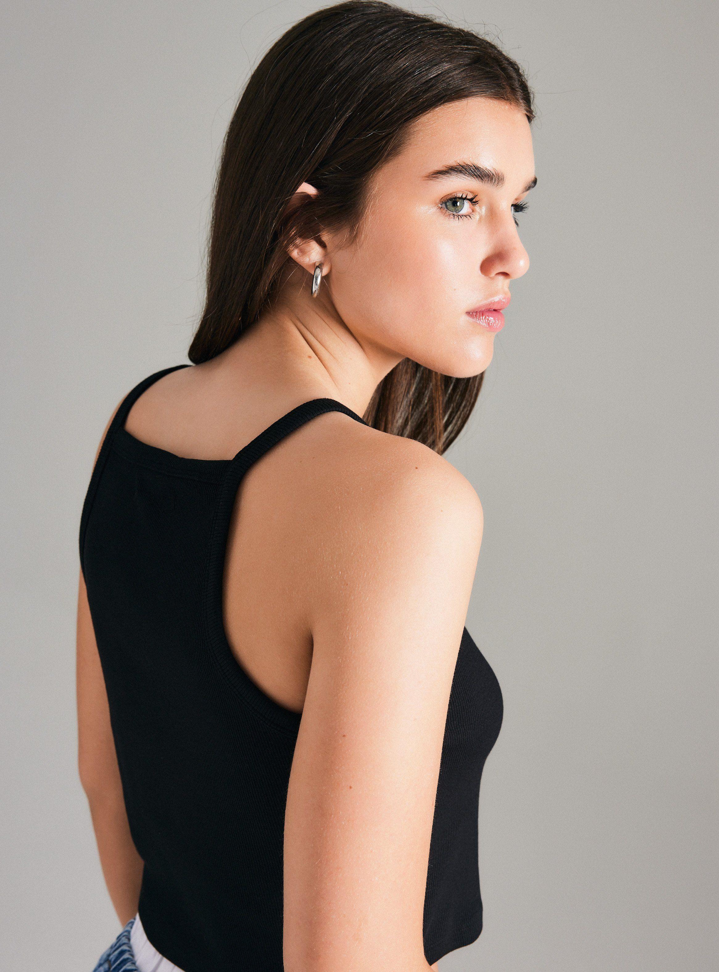 Polera Tiritas Crop Rib-3