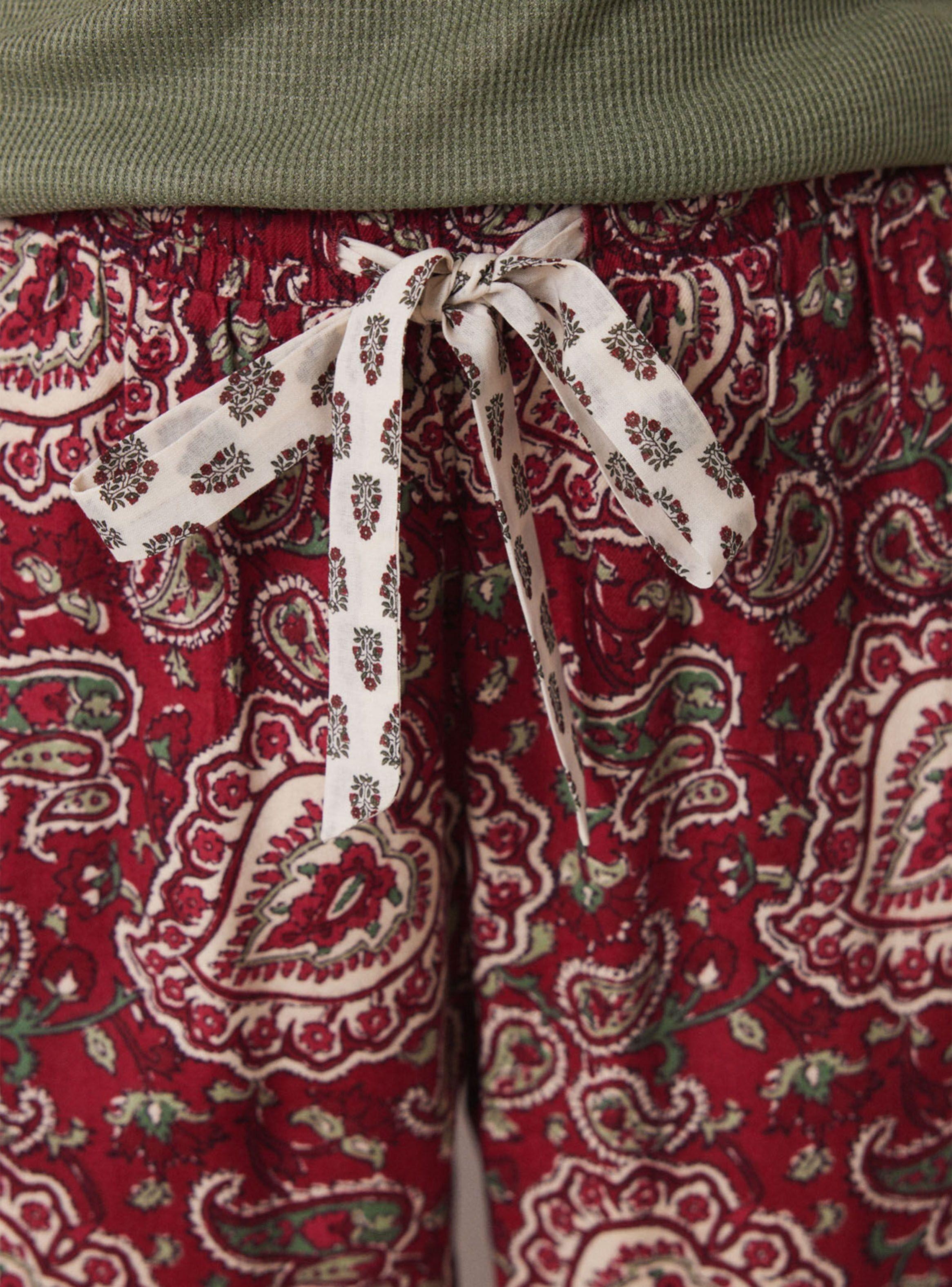 Pantalón Pijama Paisley Algodón Rojo-3