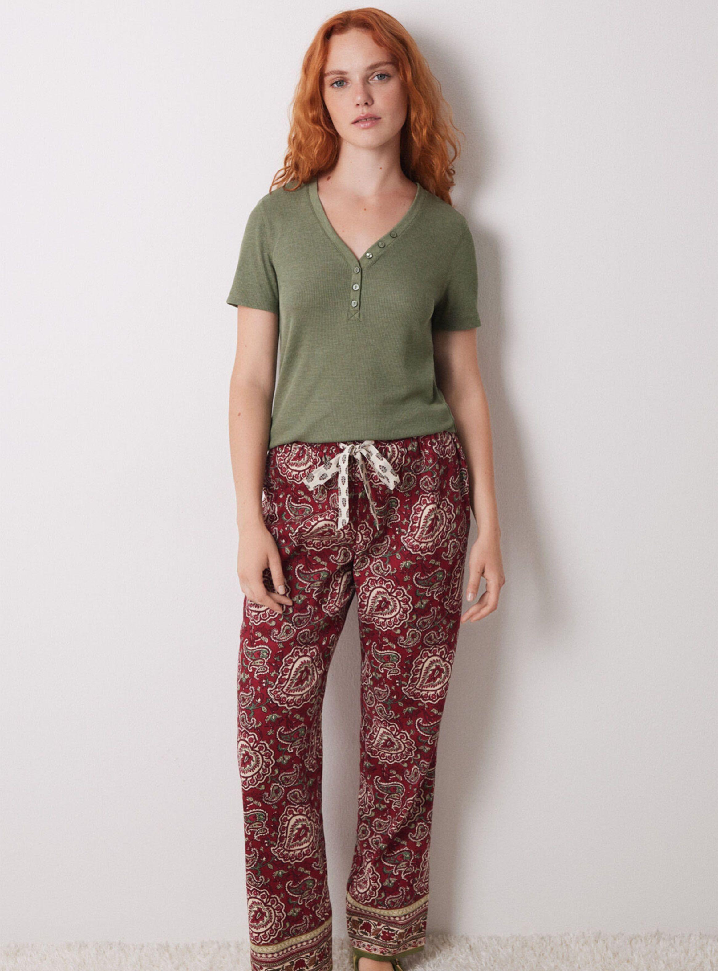 Pantalón Pijama Paisley Algodón Rojo-4