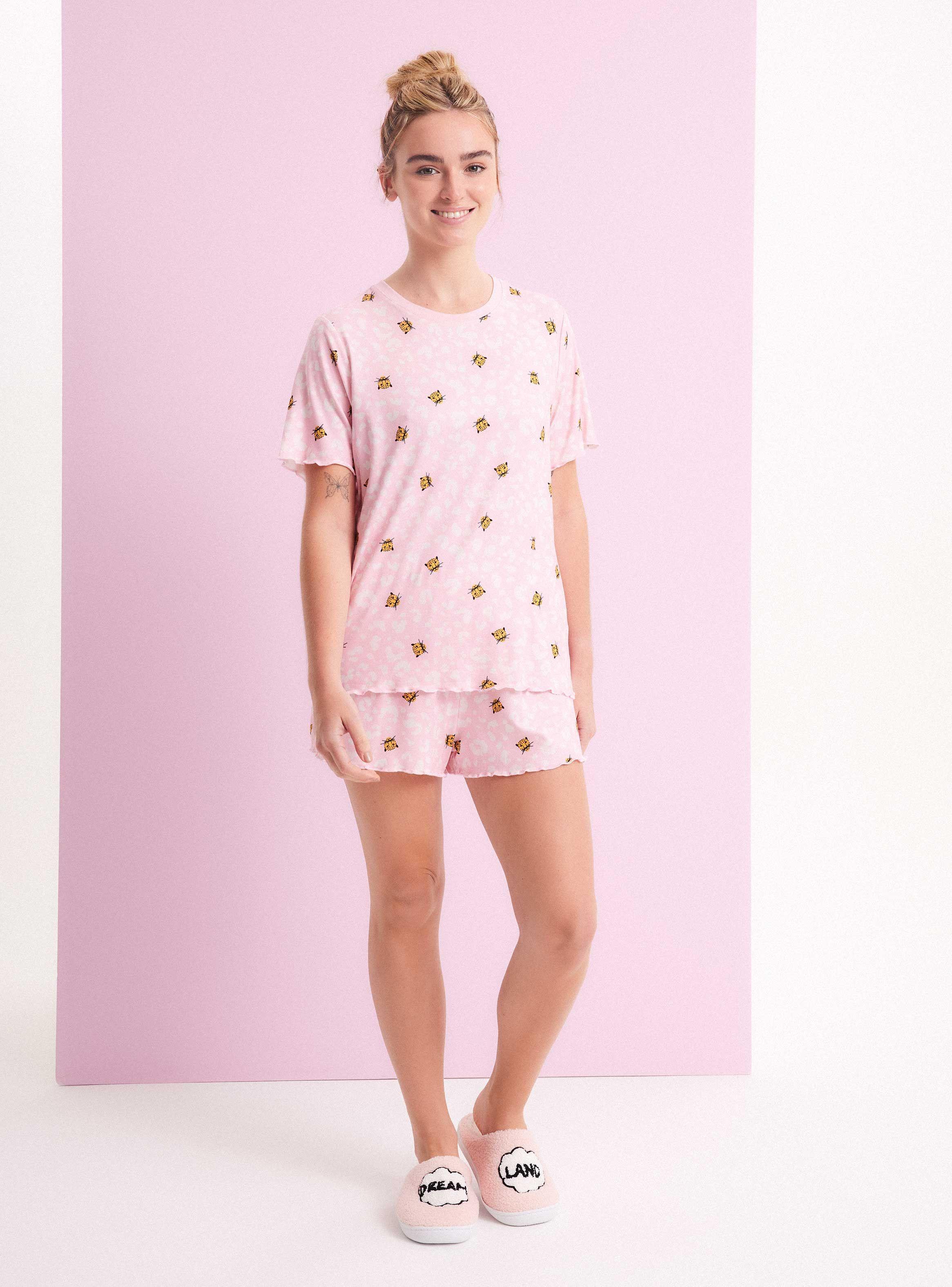 Pijama Corto Estampado con Rule-4
