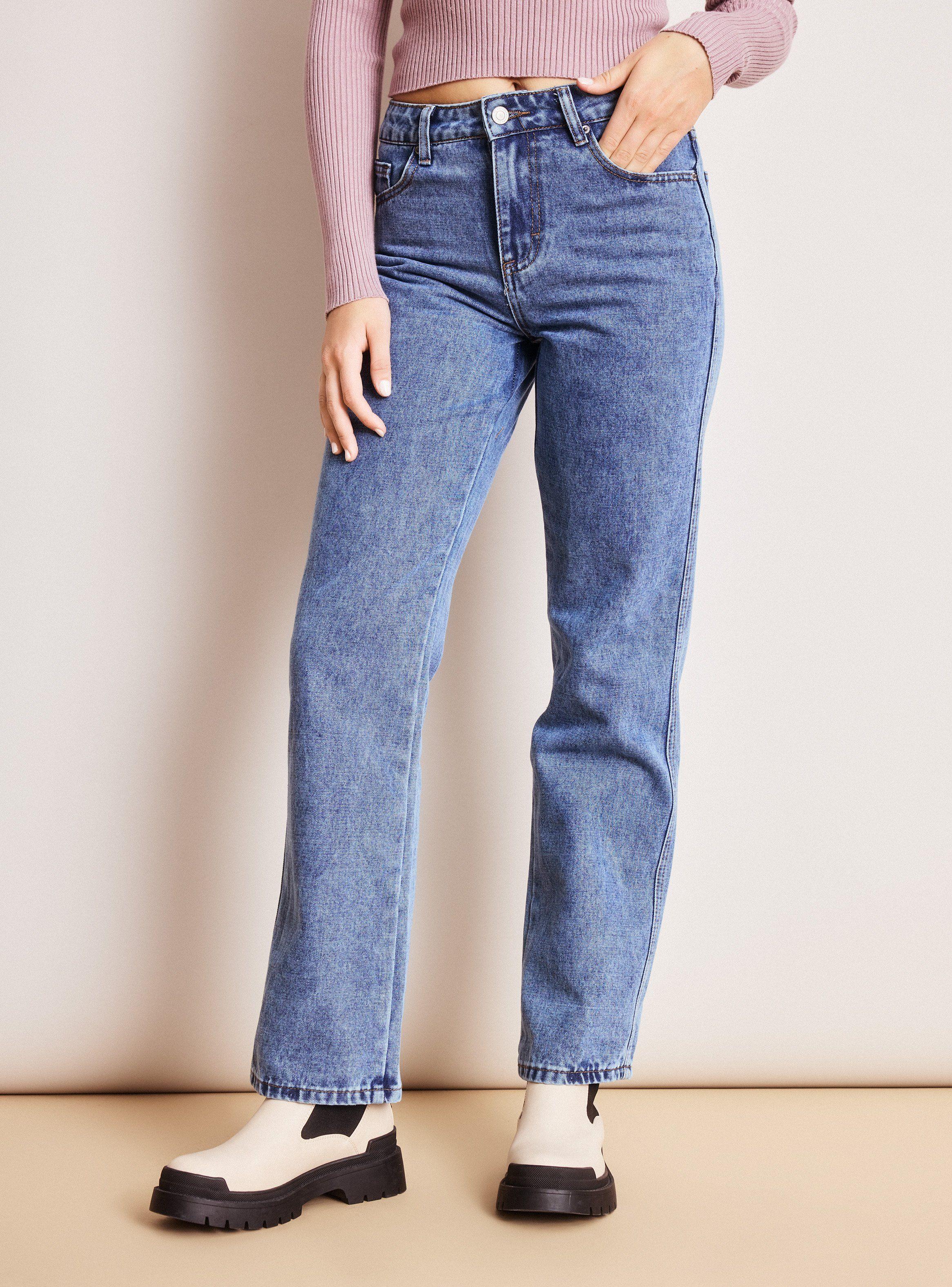 Jeans Straight Lavados Clásicos-0