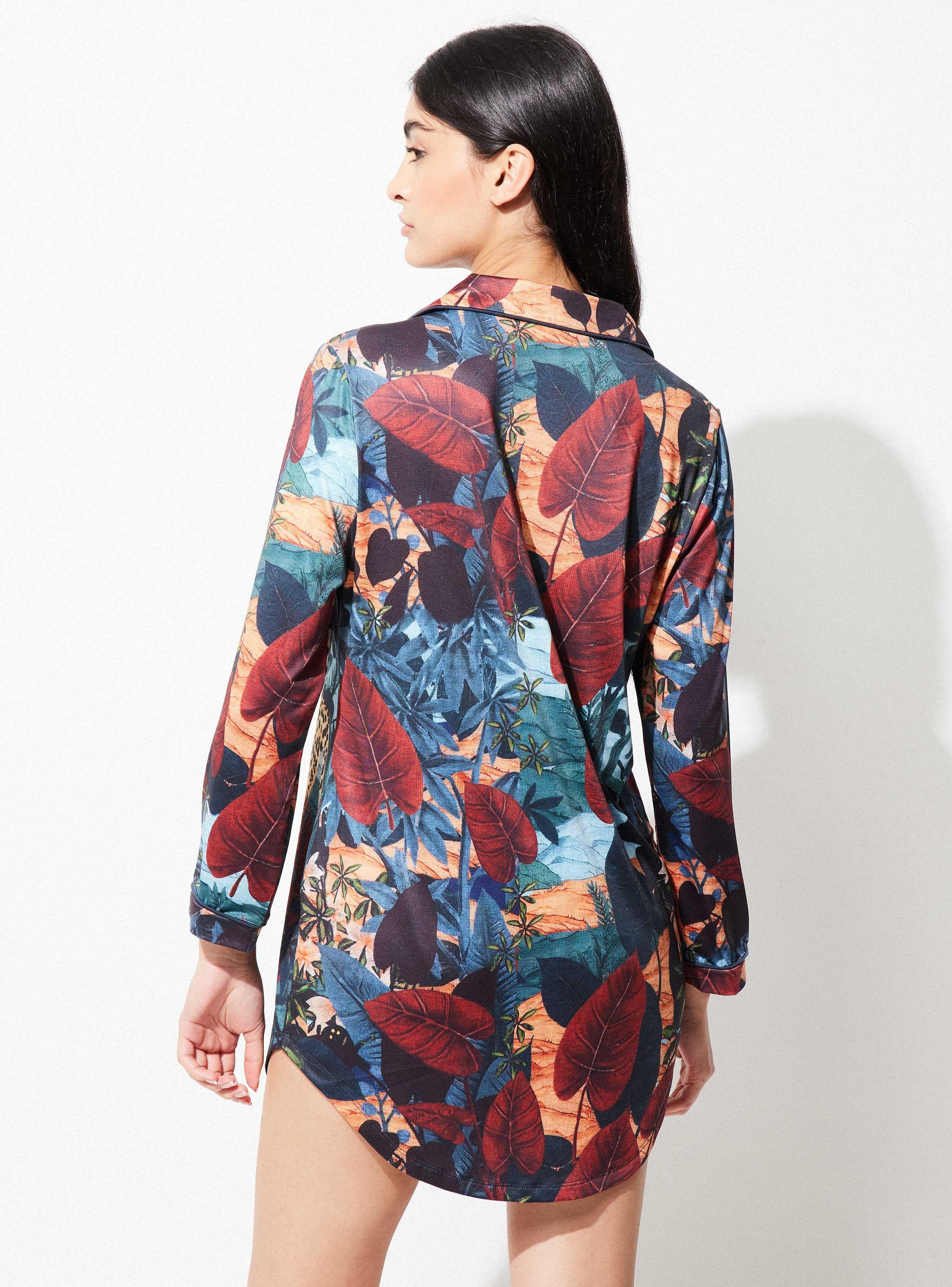 Camisa de Dormir Camisero Full Print Poliéster-1