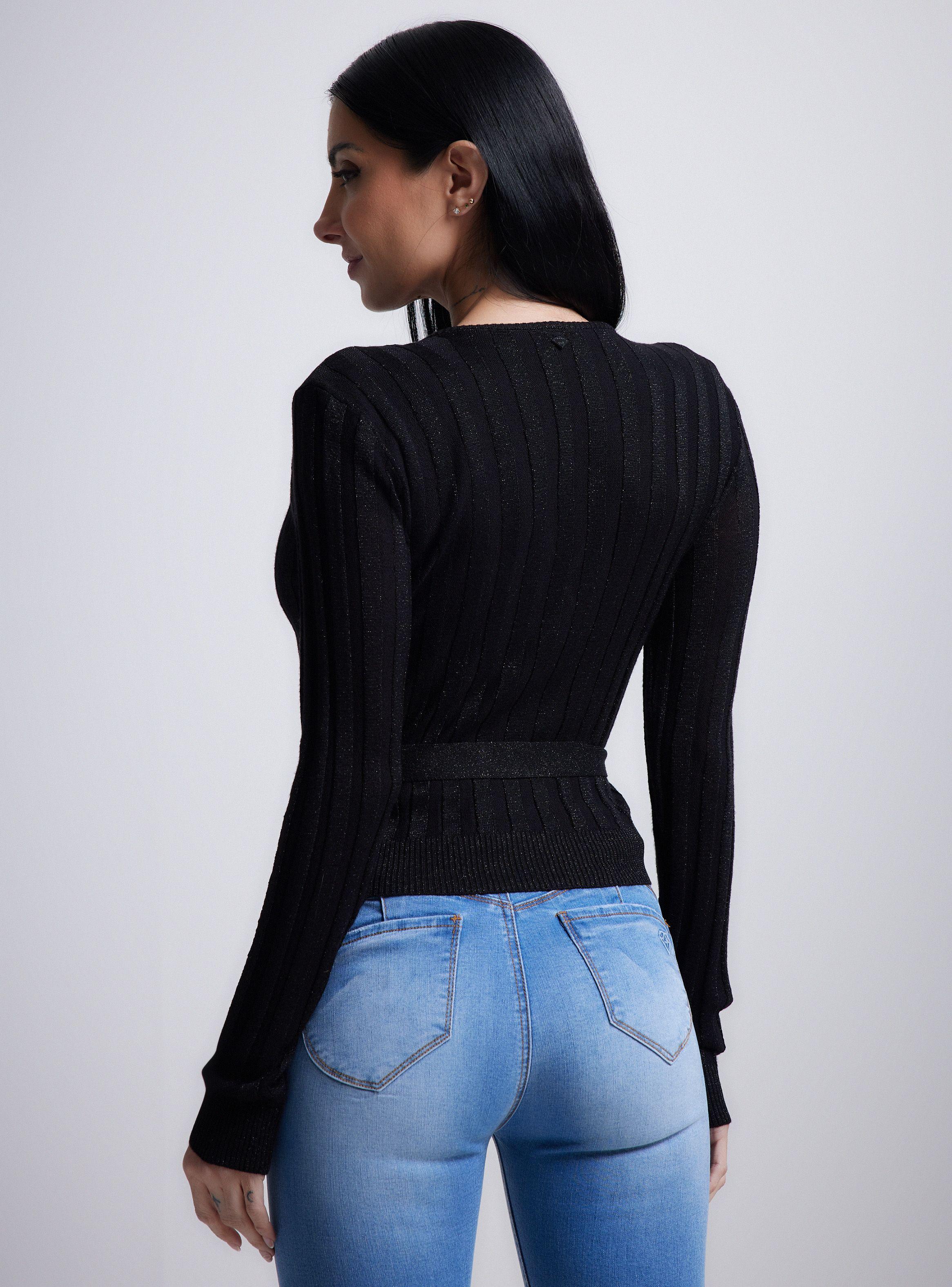 Chaleco Cruzado con Amarra Tejido a Franjas-1