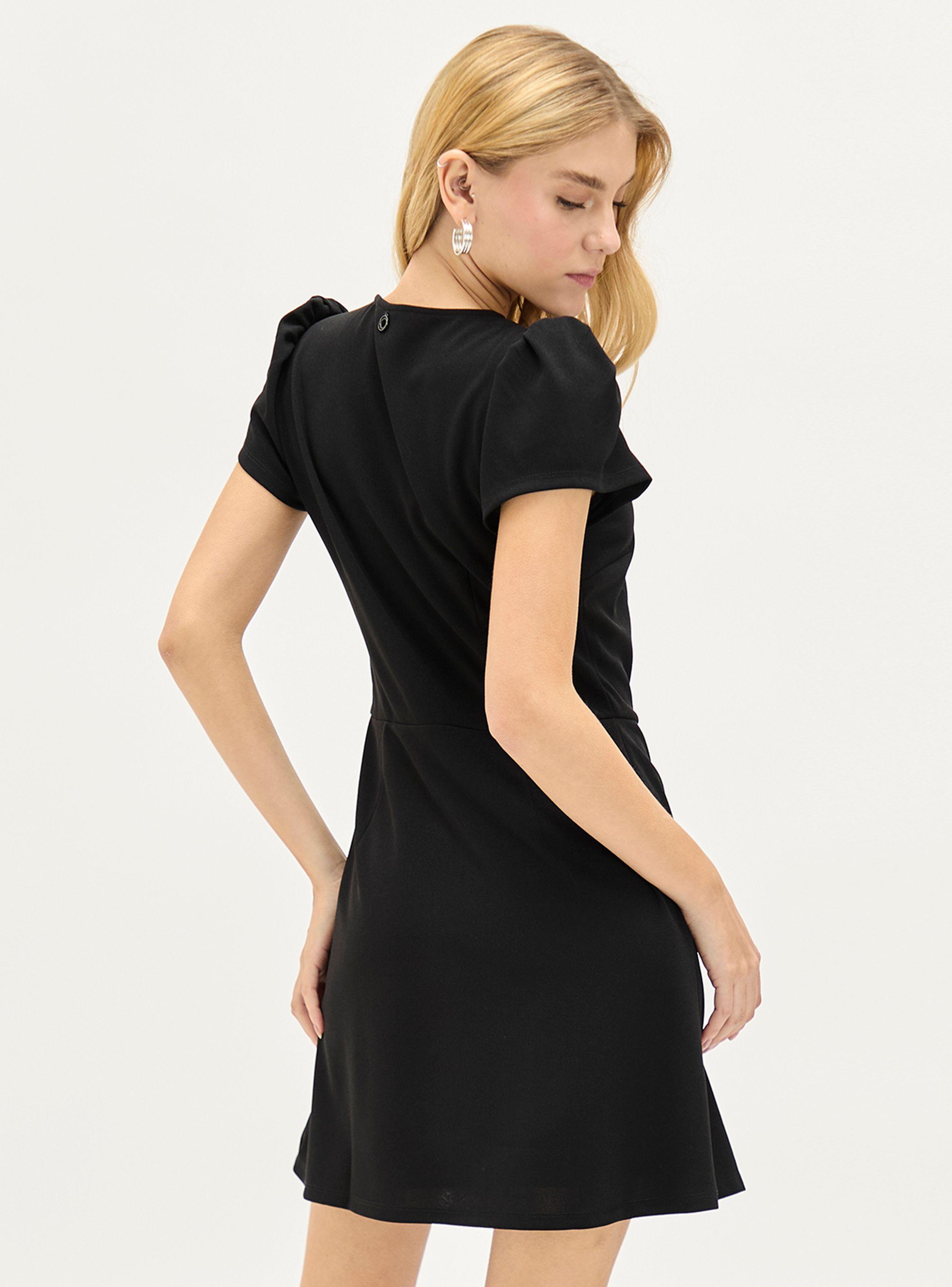 Vestido Liso Detalle en Falda Botones-1