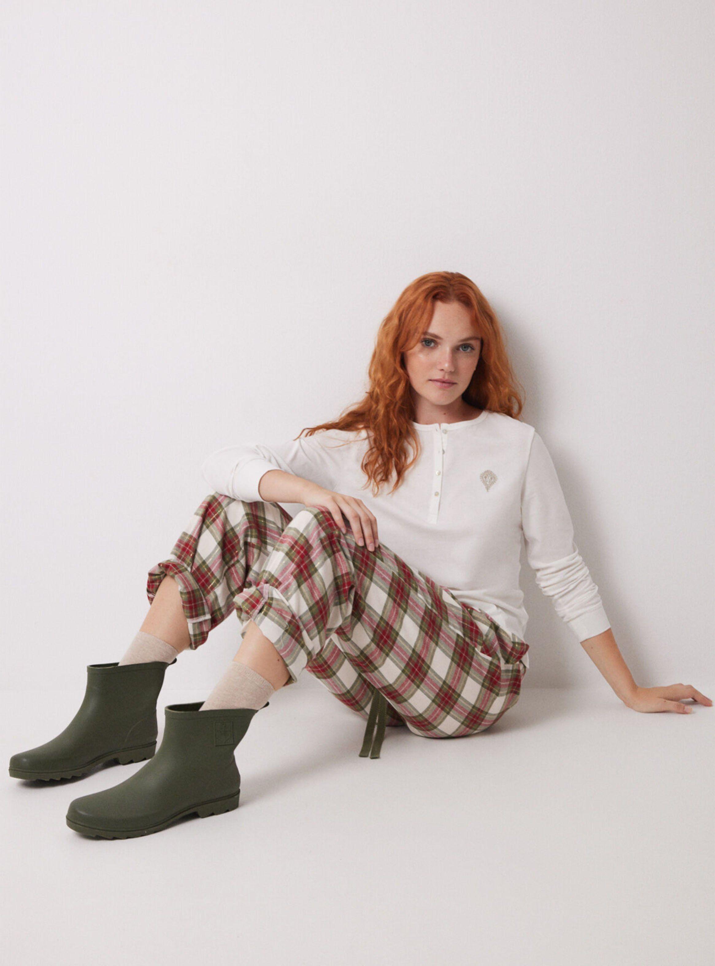 Pantalón Pijama Cuadros Algodón Verde-3