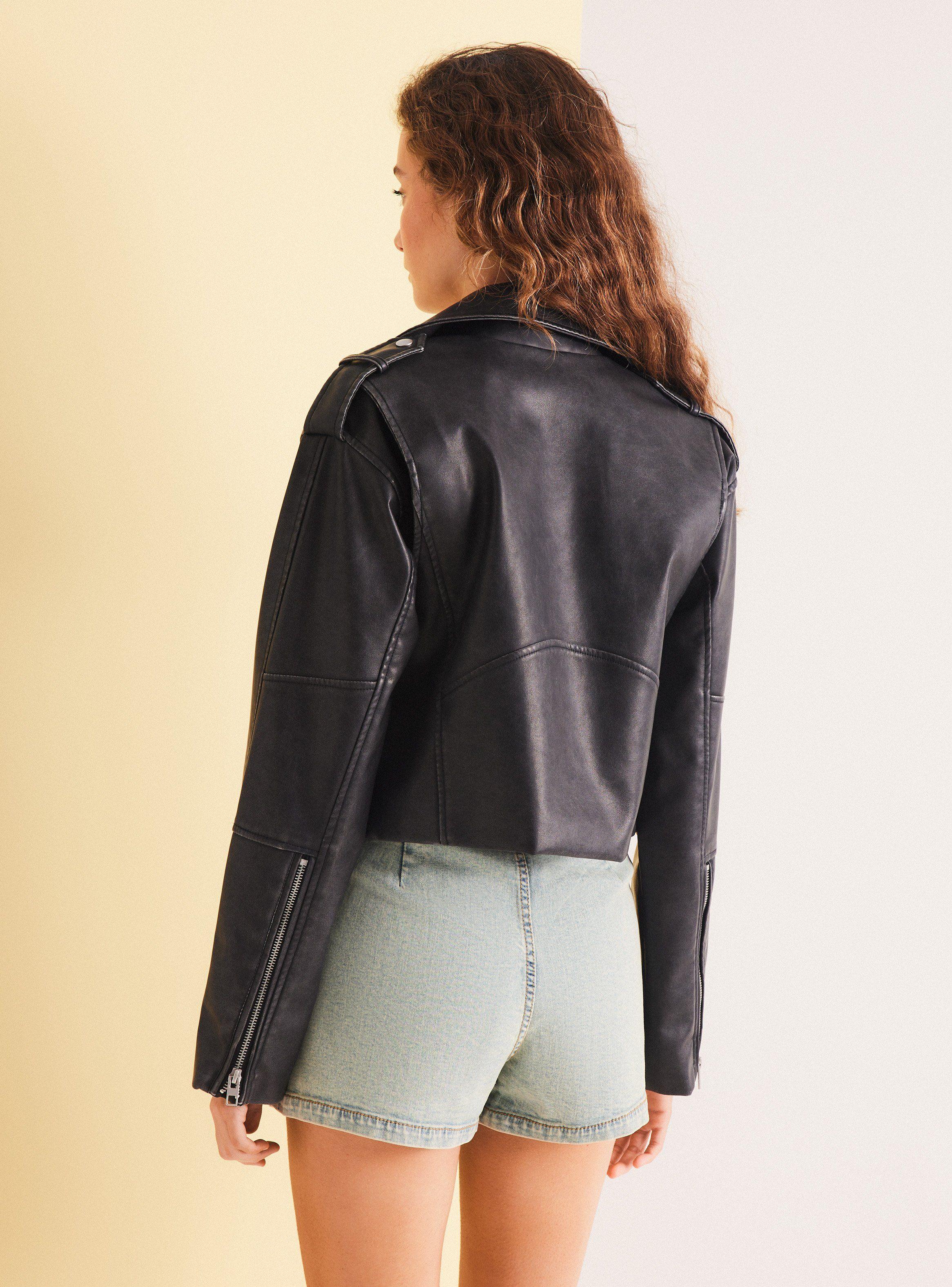 Chaqueta Biker Crop Lavada-1
