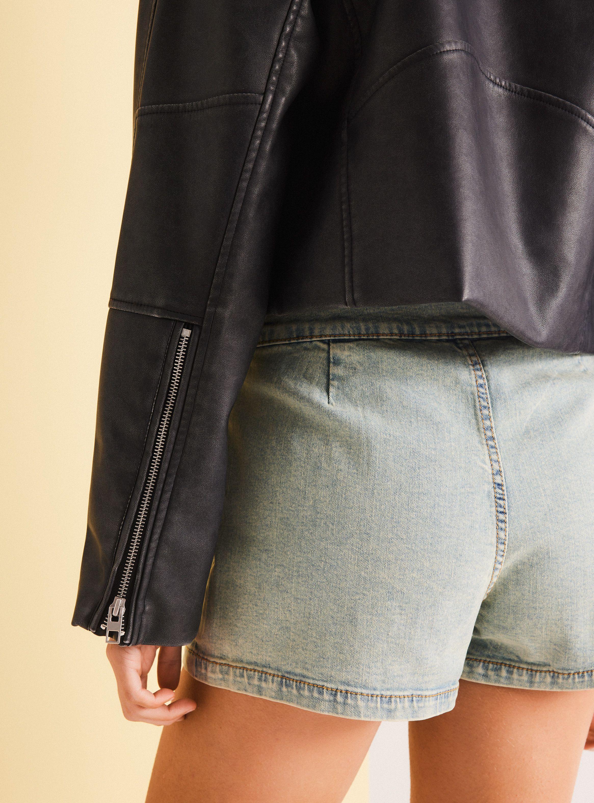 Chaqueta Biker Crop Lavada-3