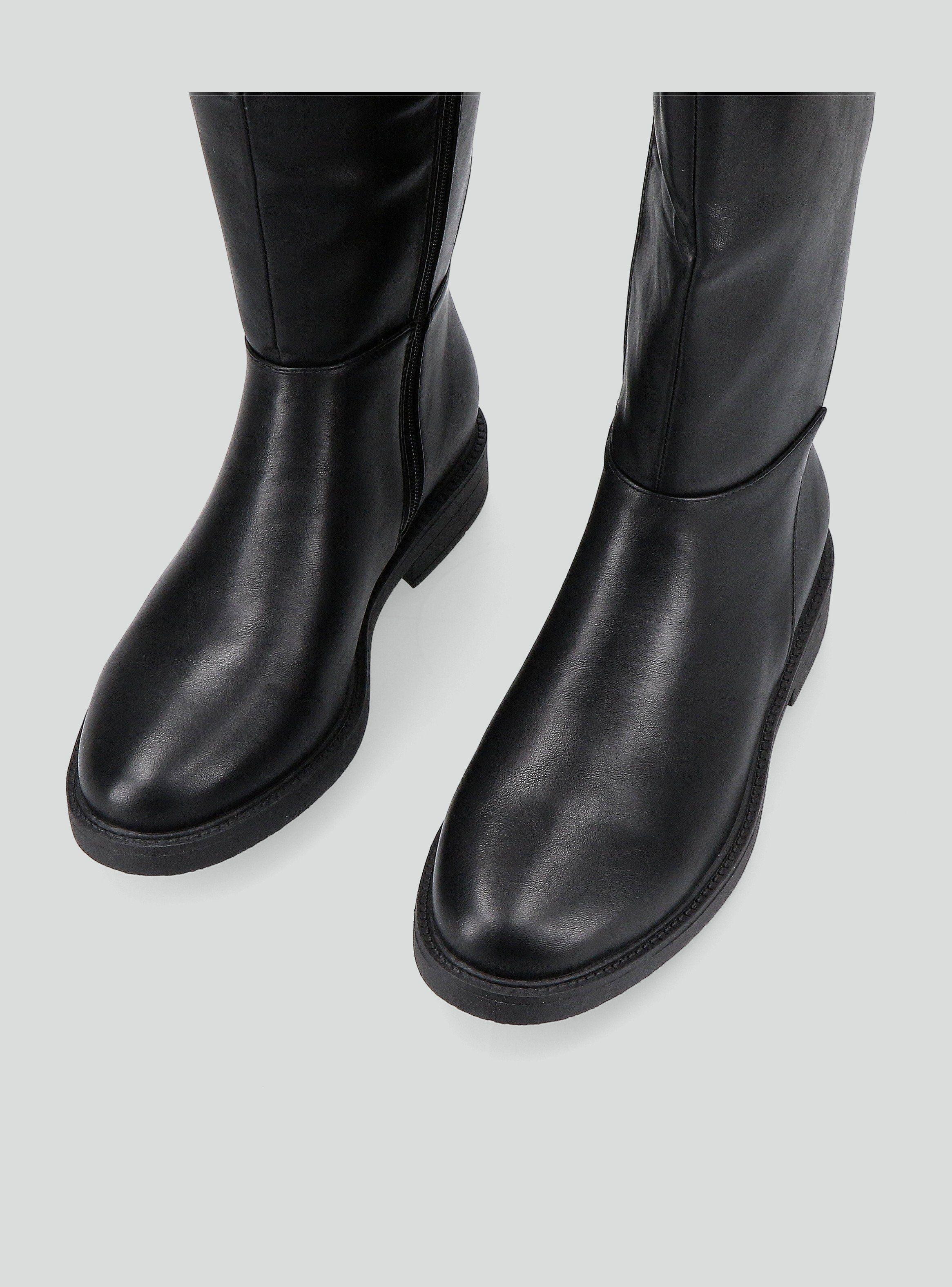 Bota Larga Mix Materiales Mujer-5