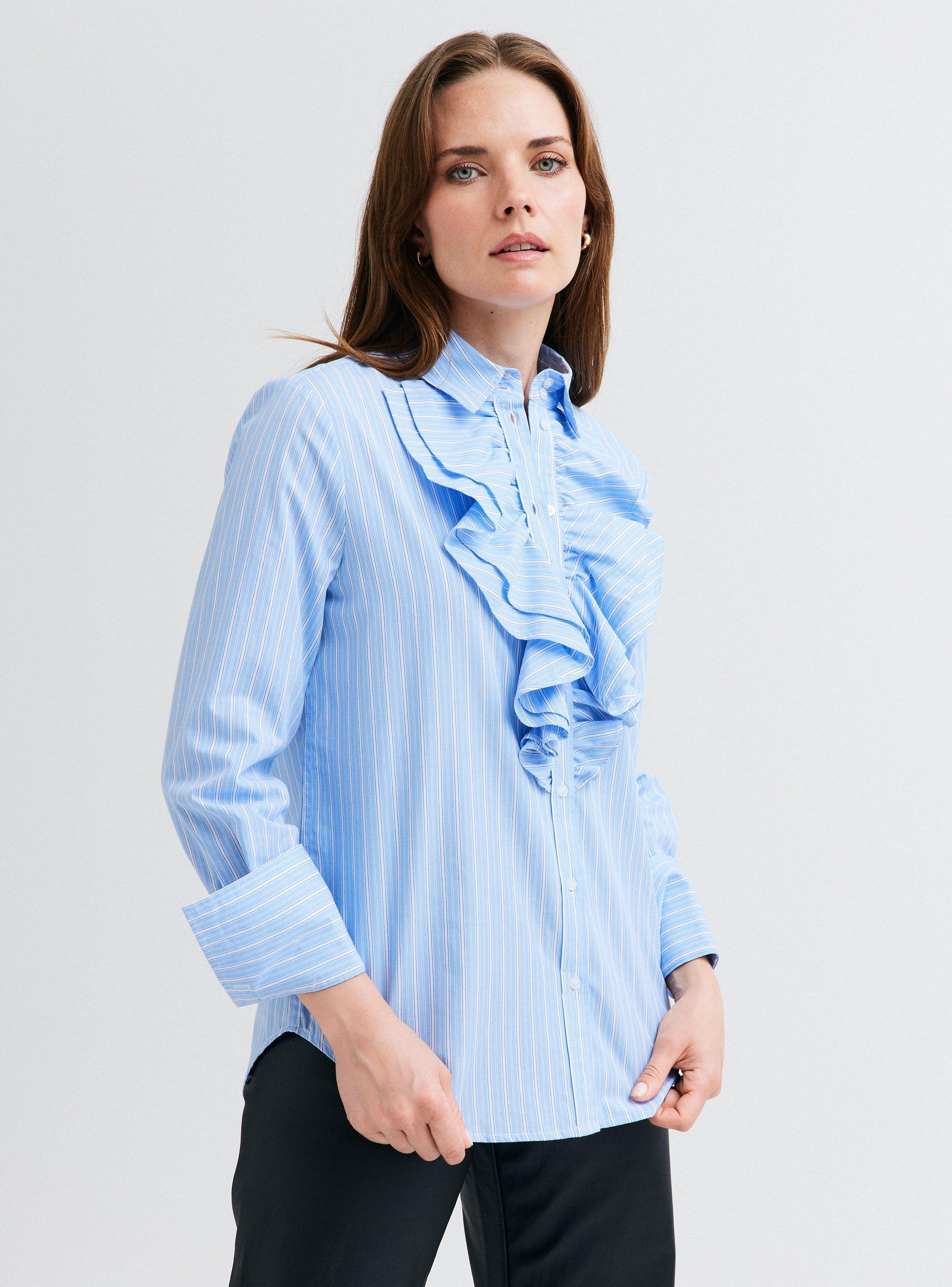 Blusa Popelina a Rayas y Volantes en Delantero-0
