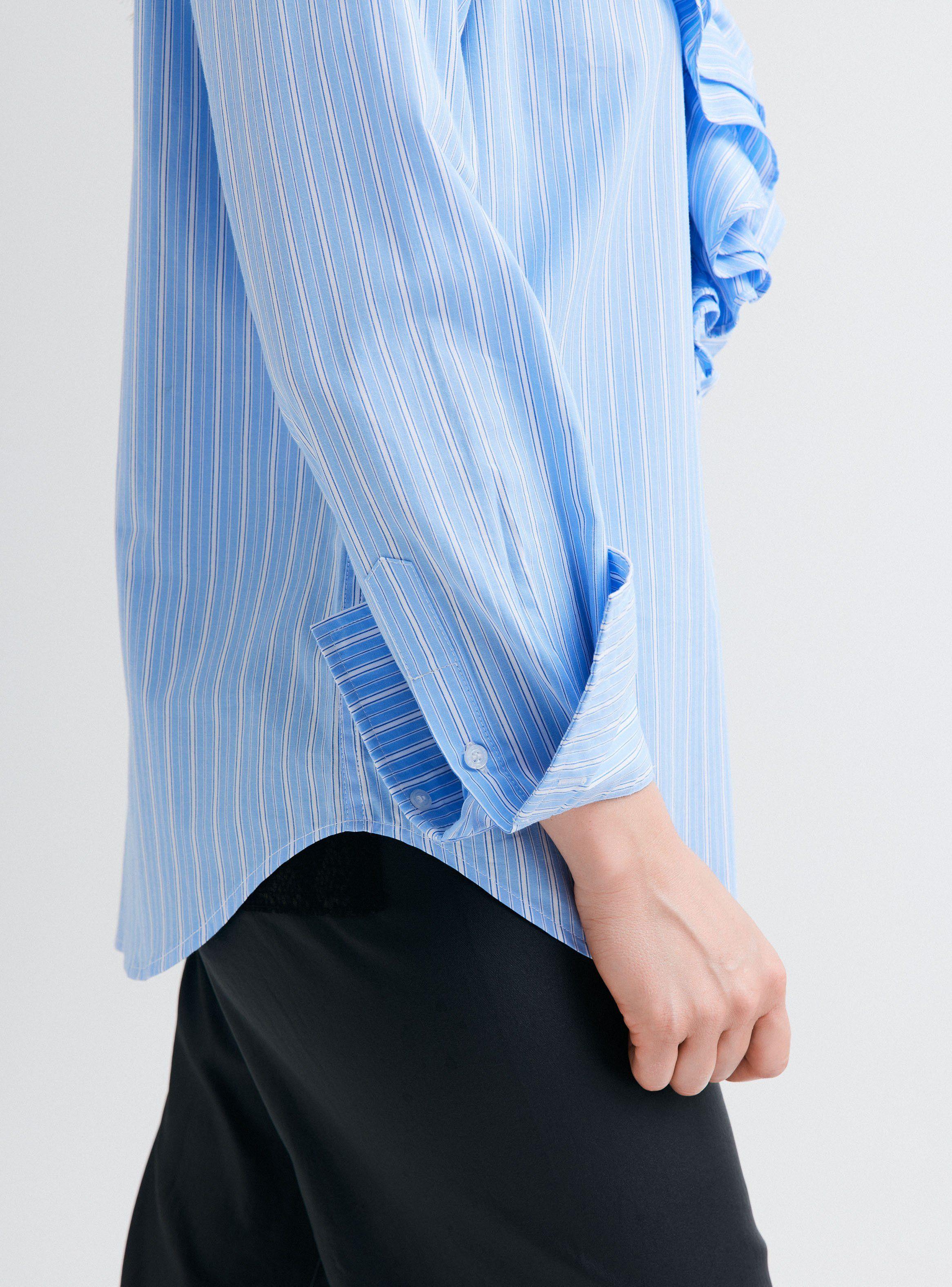 Blusa Popelina a Rayas y Volantes en Delantero-3