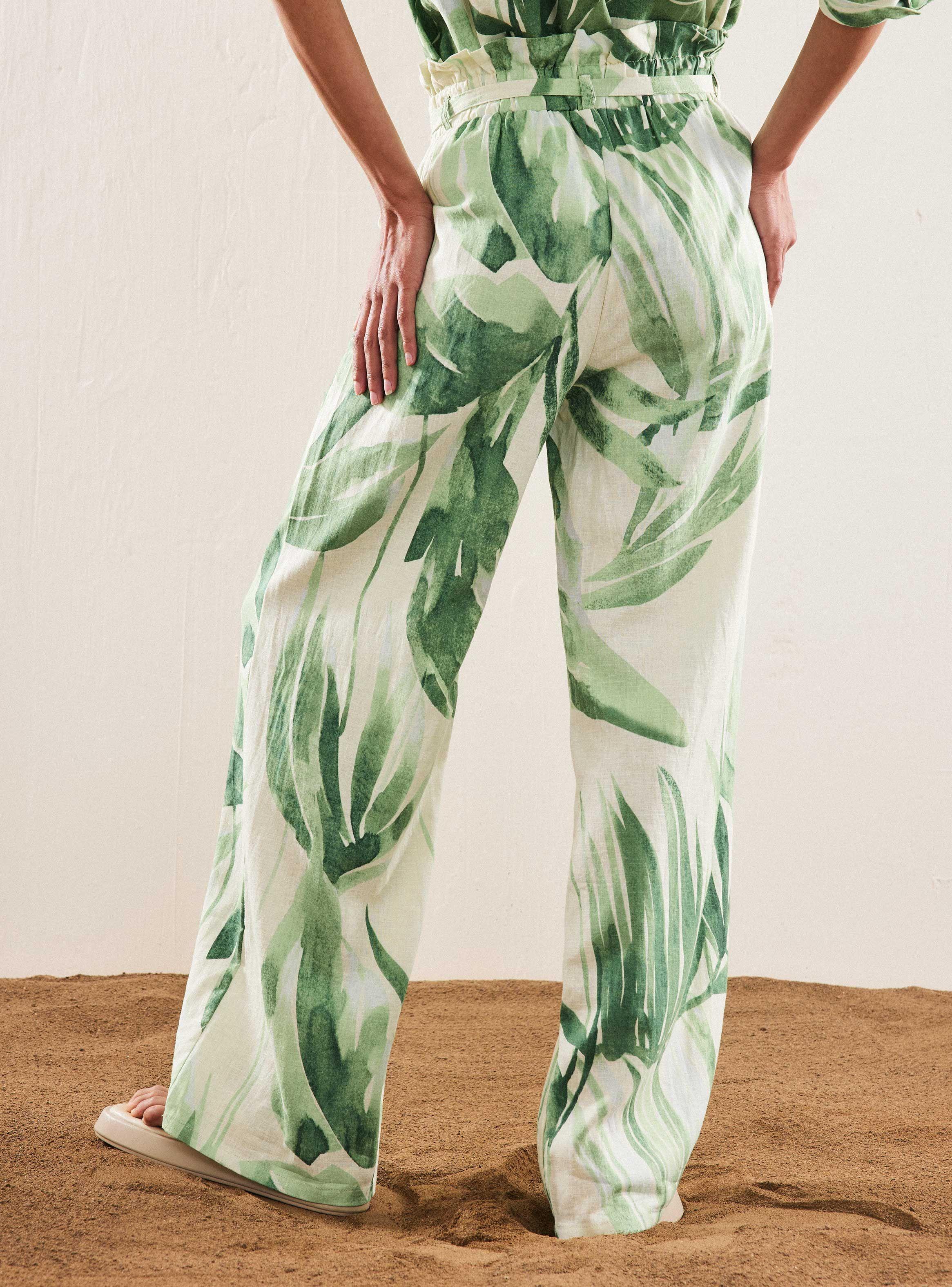 Pantalón Estampado con Lino-1