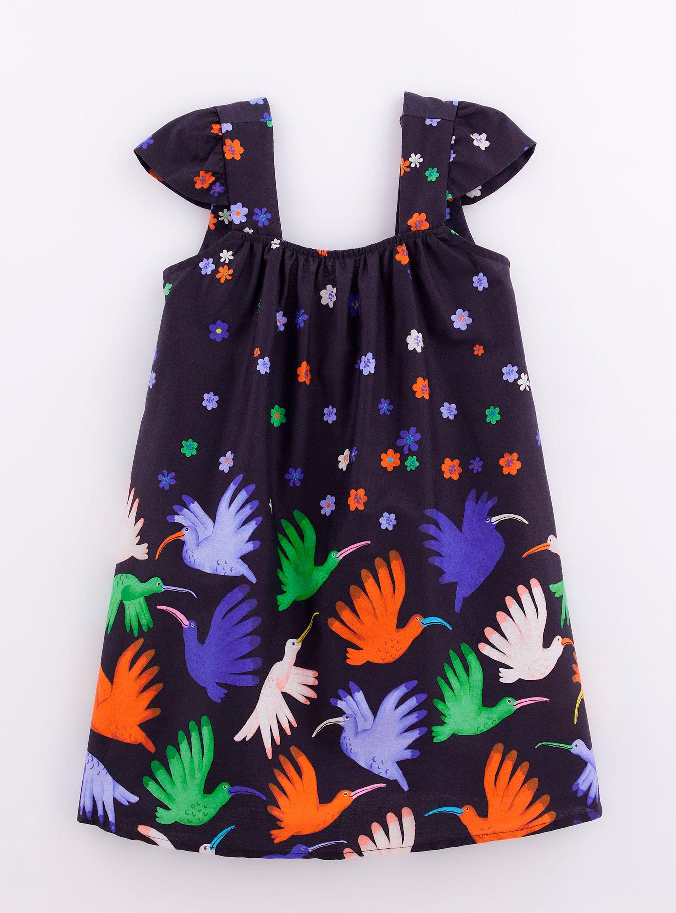 Vestido Niña con Ilustración de Pájaros-0