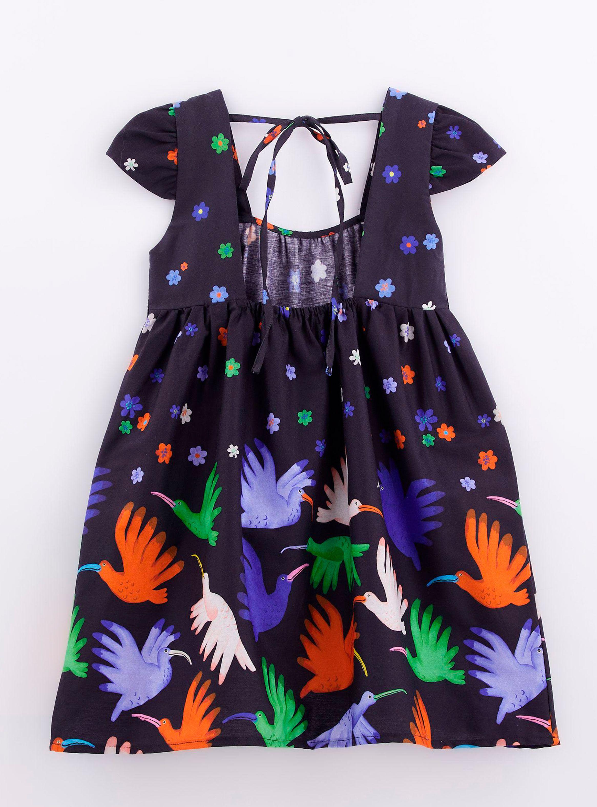 Vestido Niña con Ilustración de Pájaros-1