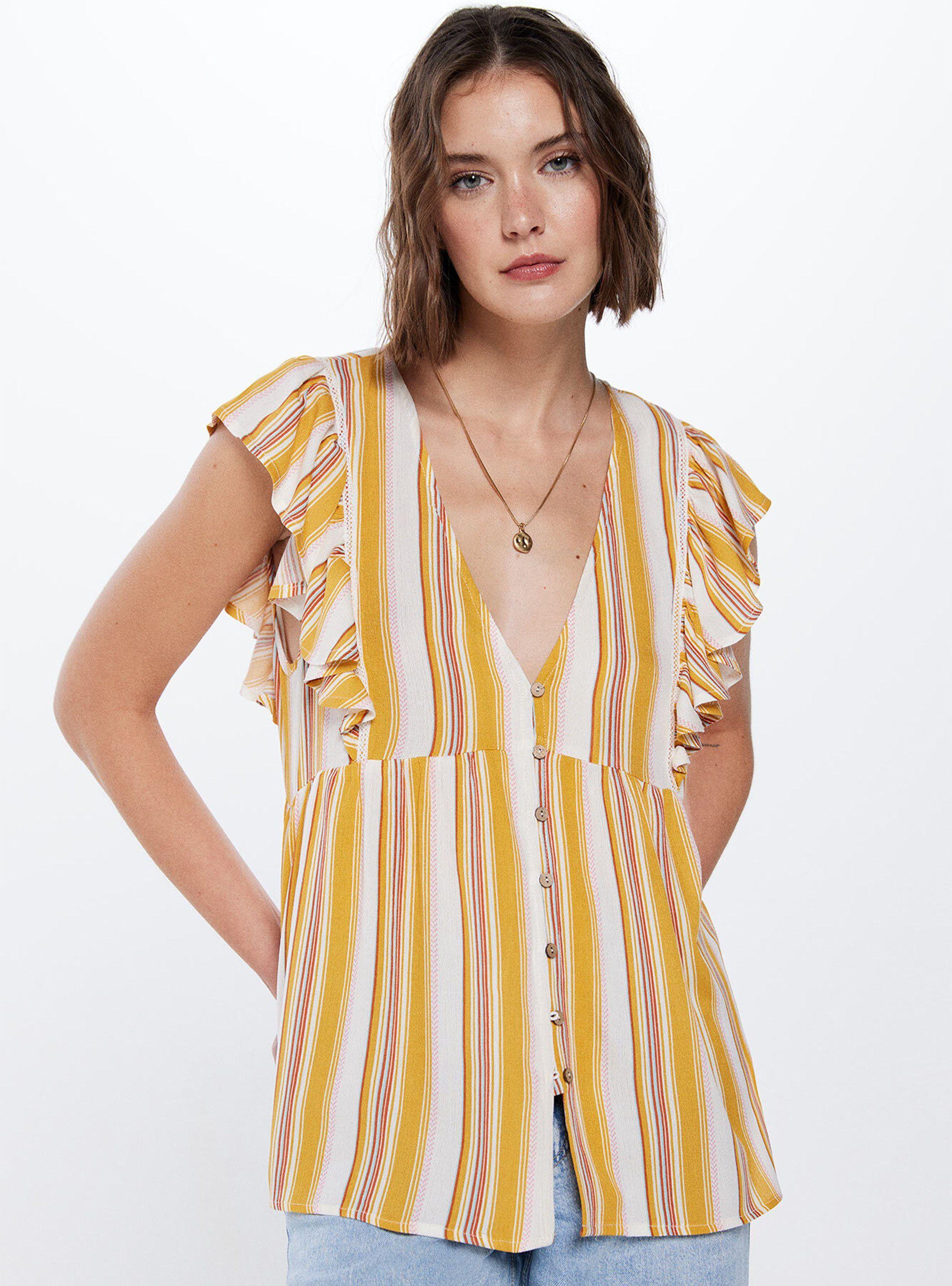 Blusa Bambula Volantes Rayas-0