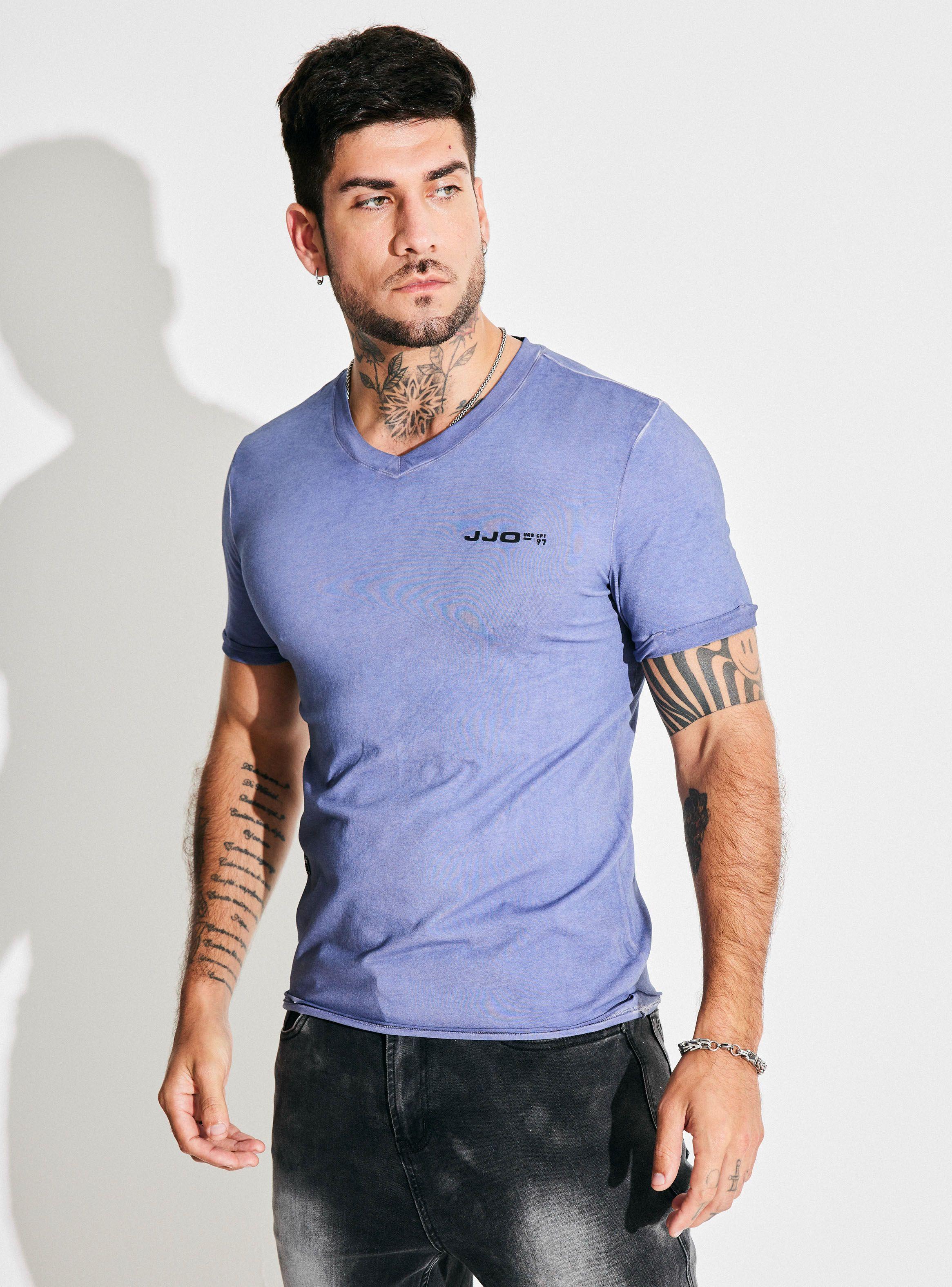 Polera Muscle Fit Dirty Wash Cuello V-0