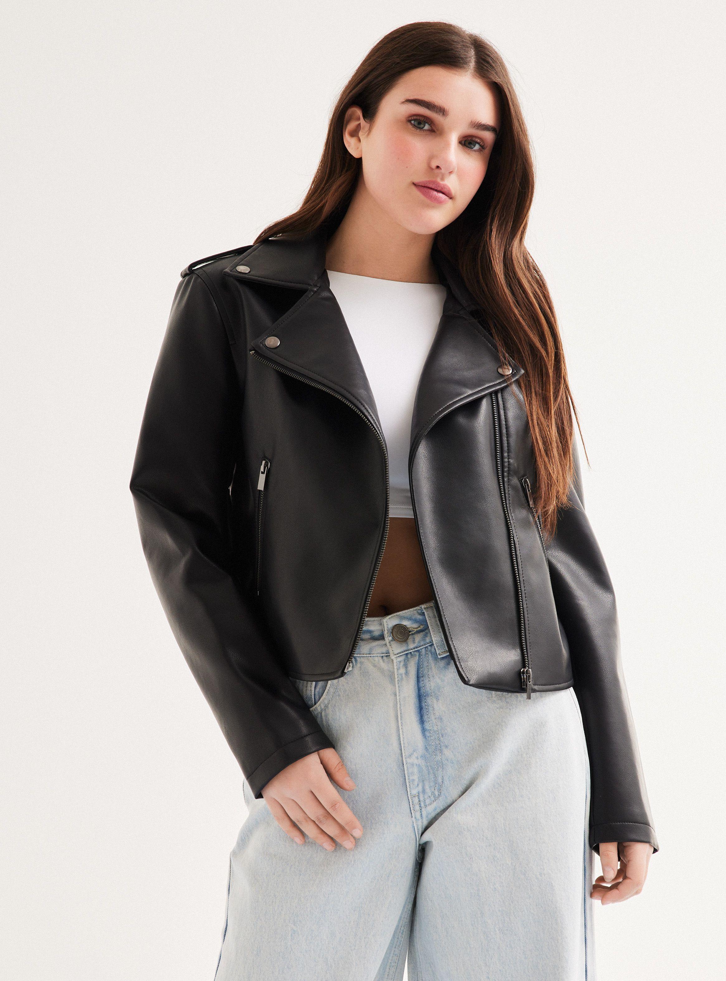 Chaqueta Biker Efecto Piel-0