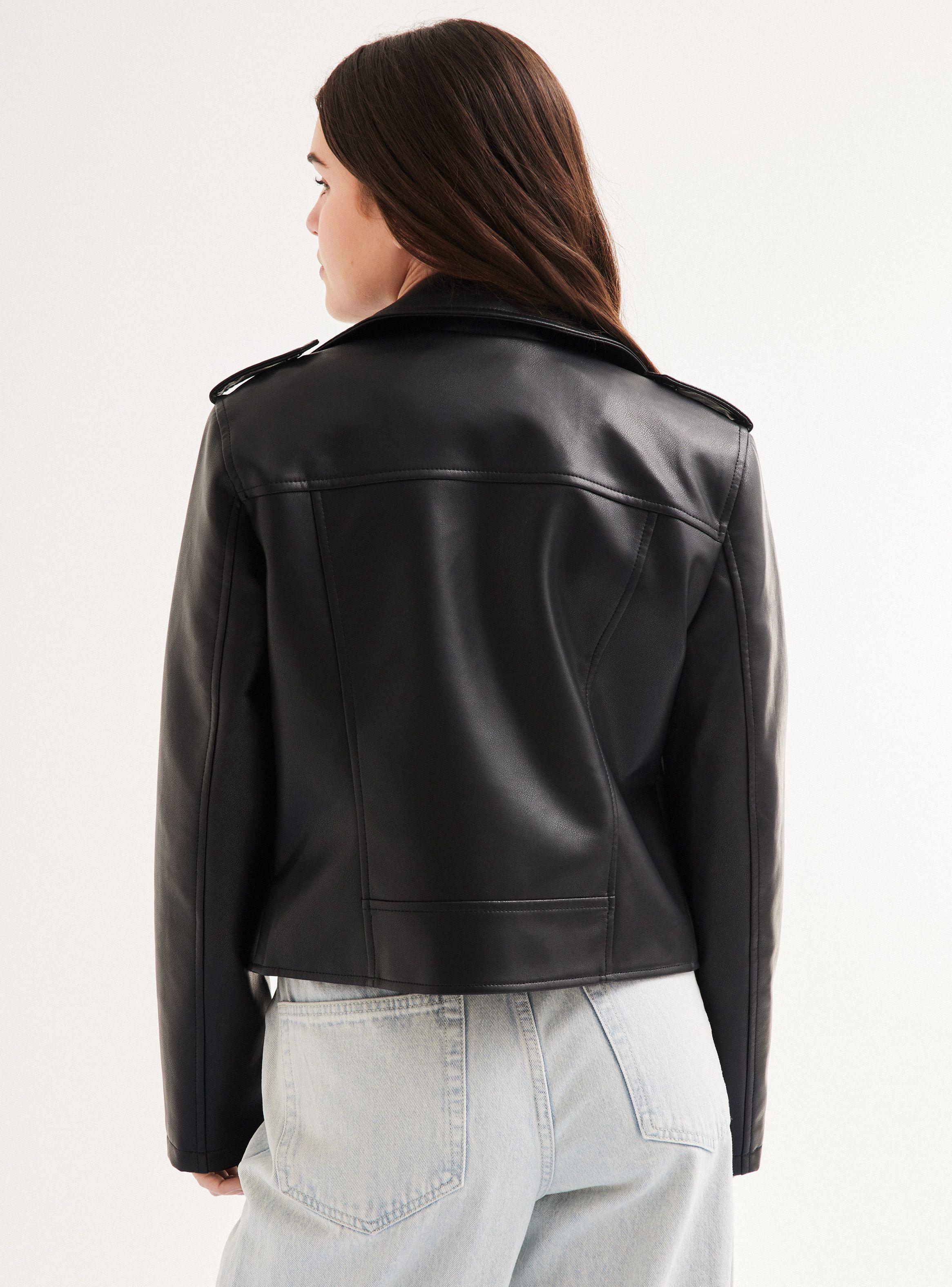 Chaqueta Biker Efecto Piel-1