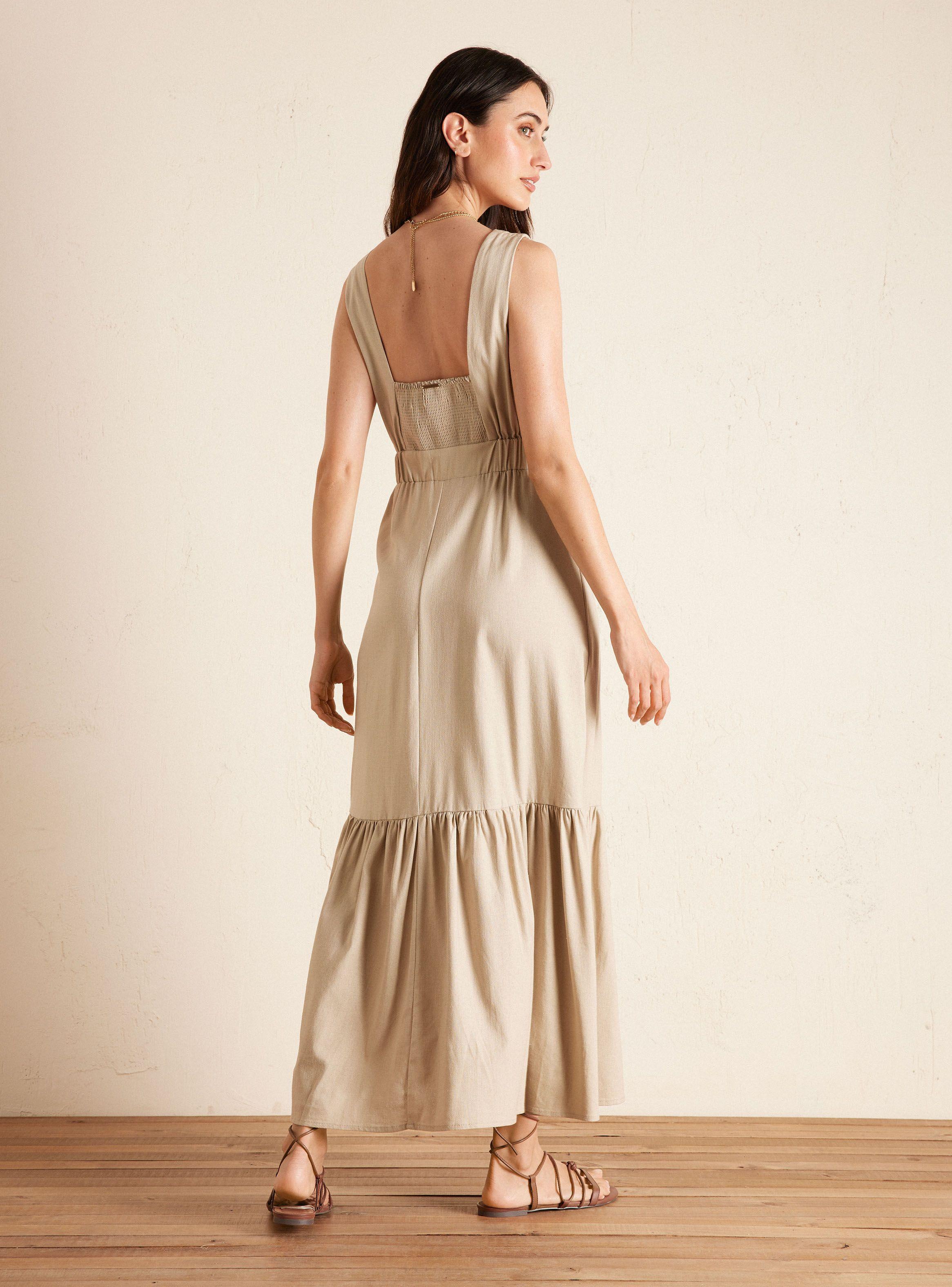 Vestido Largo con Escote Cruzado y Espalda Elasticada-5