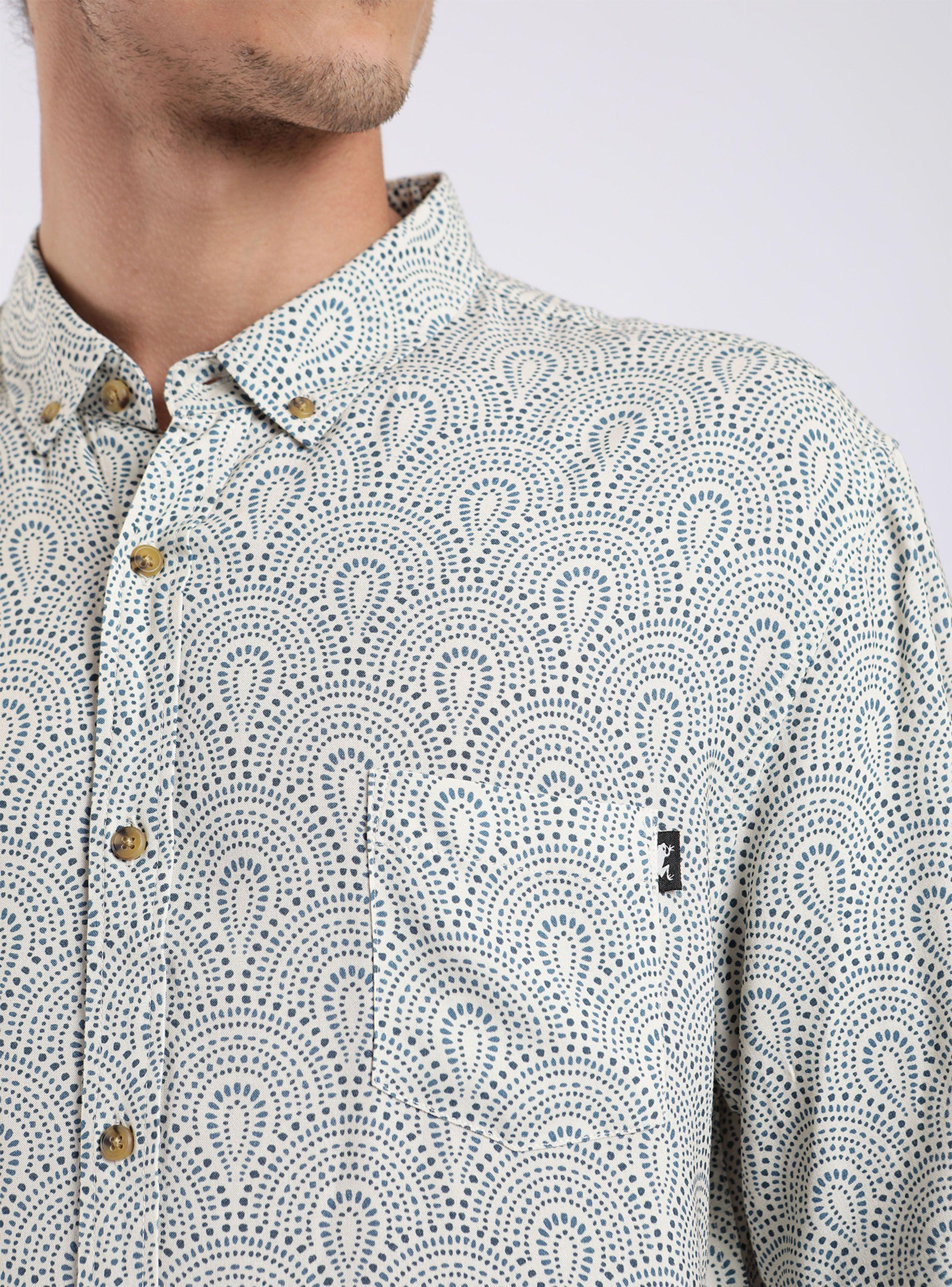 Camisa Manga Corta Viscosa Print Mosaico Crudo-2