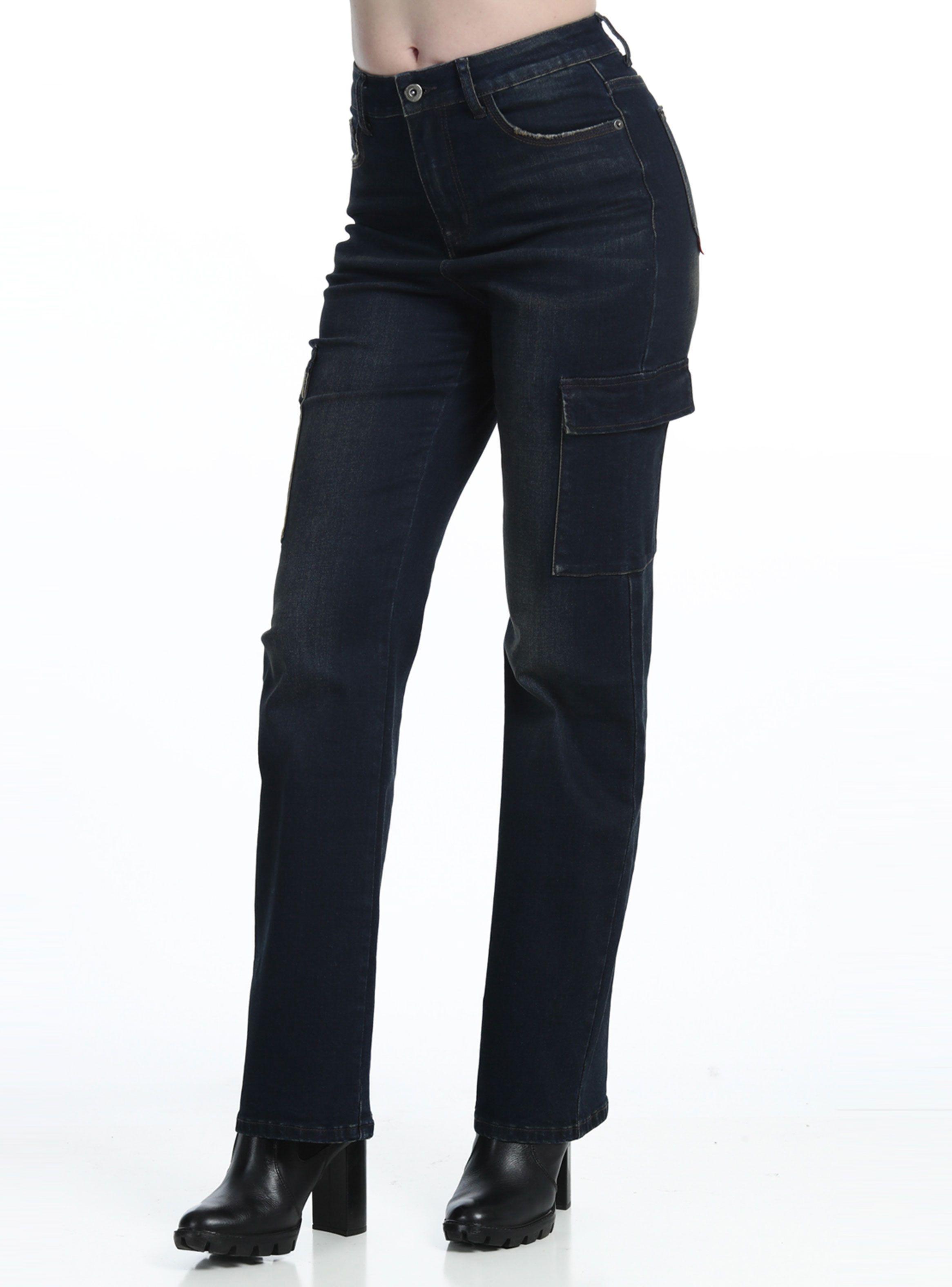Jeans Cargo Tiro Alto Oscuro Oxidado-0