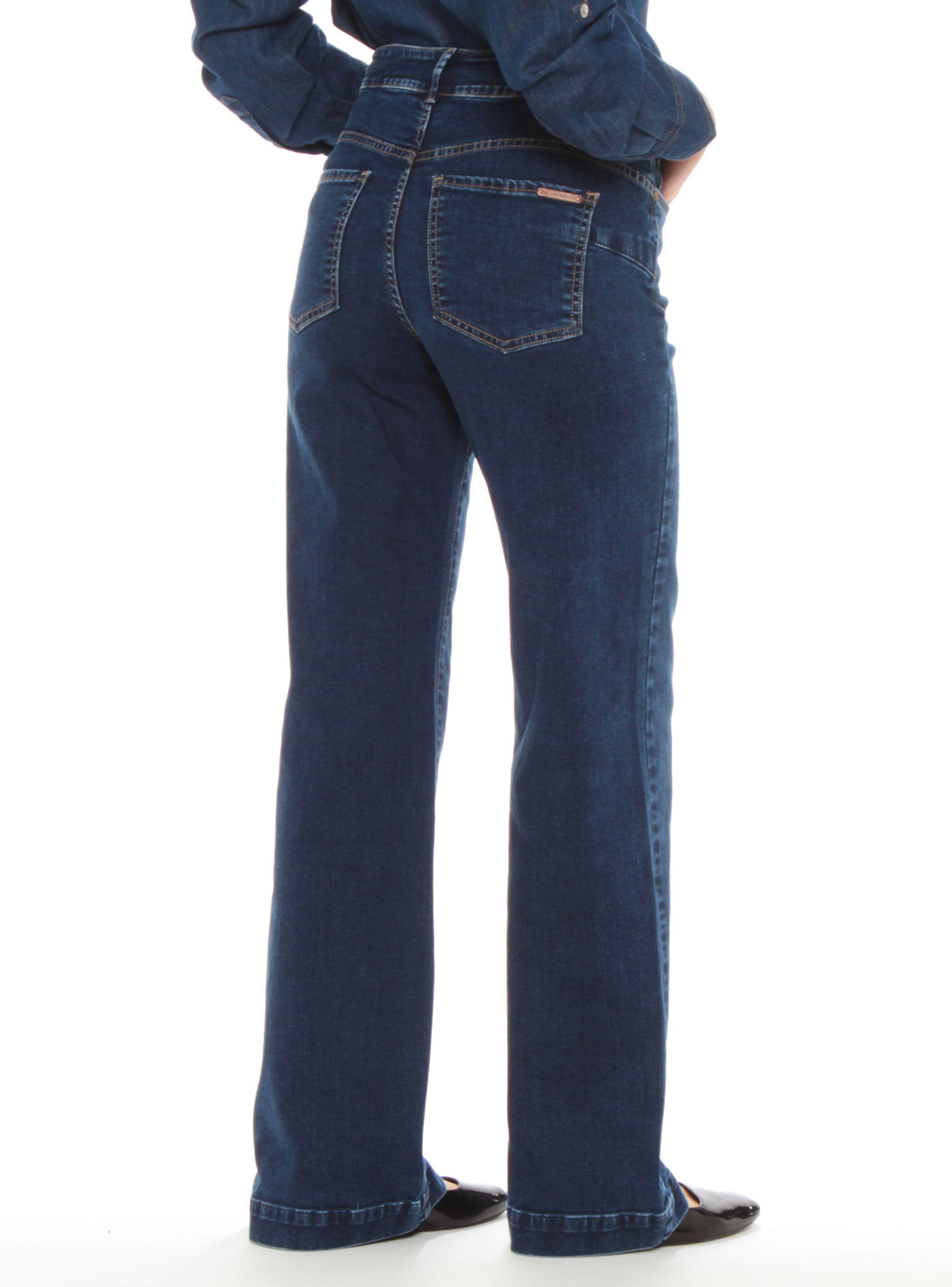 Jeans Recto Tiro Alto Alforza Pretina Básica 1 Botón-1