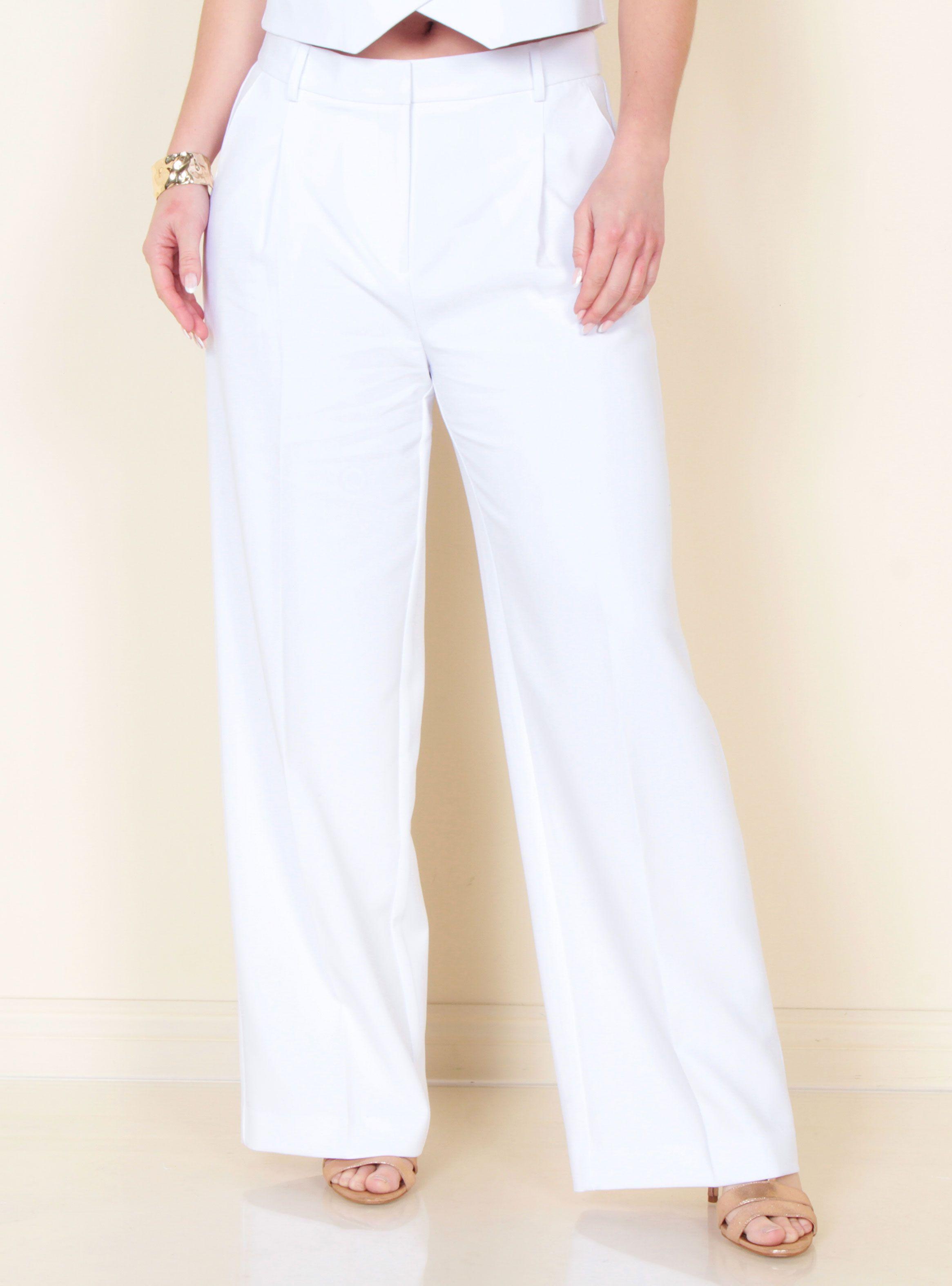 Pantalón Wide Leg Tiro Alto con Pretina Básica Regular Fit-0