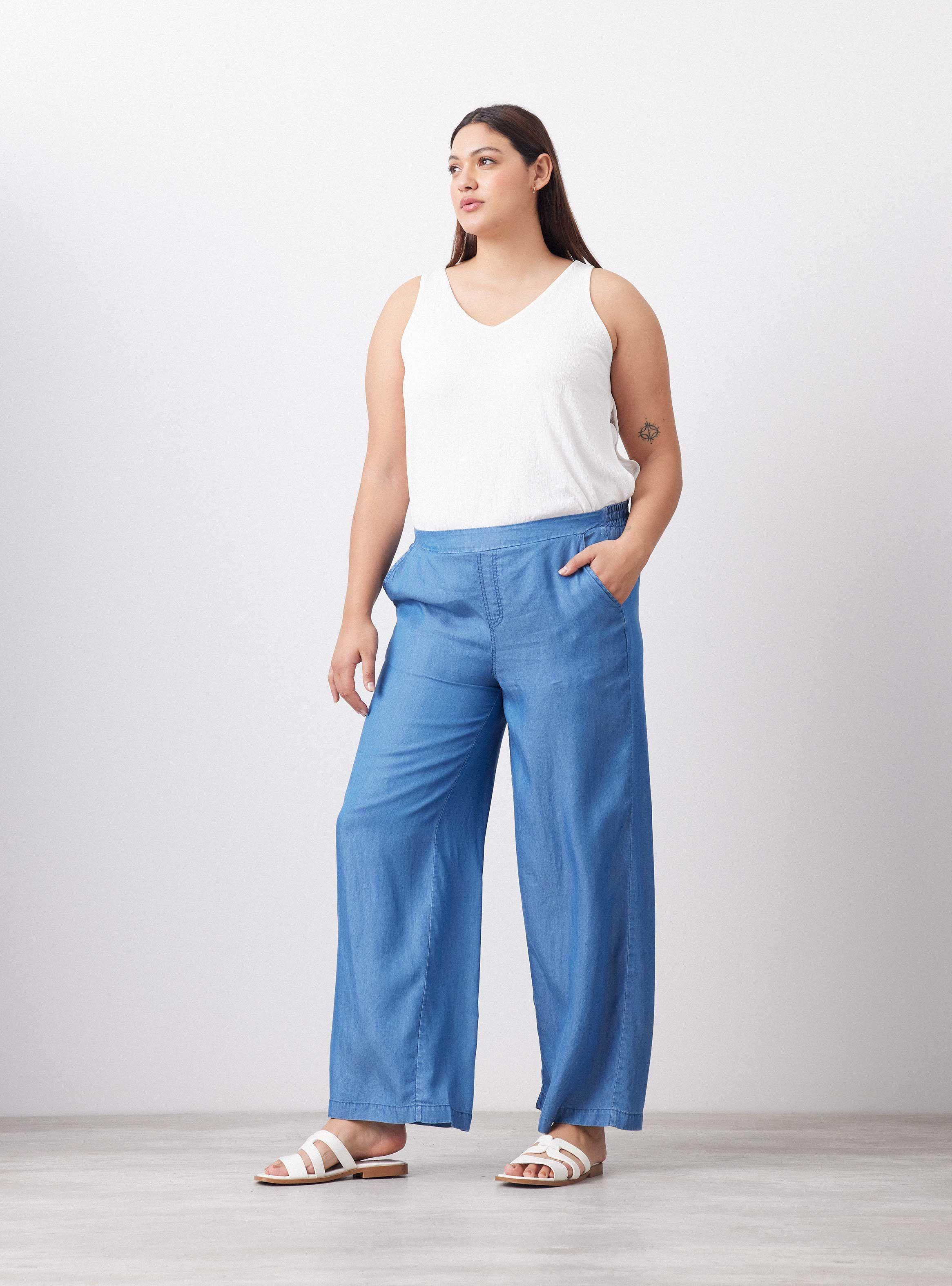 Pantalón Denim Fluido con Elástico en Cintura-4