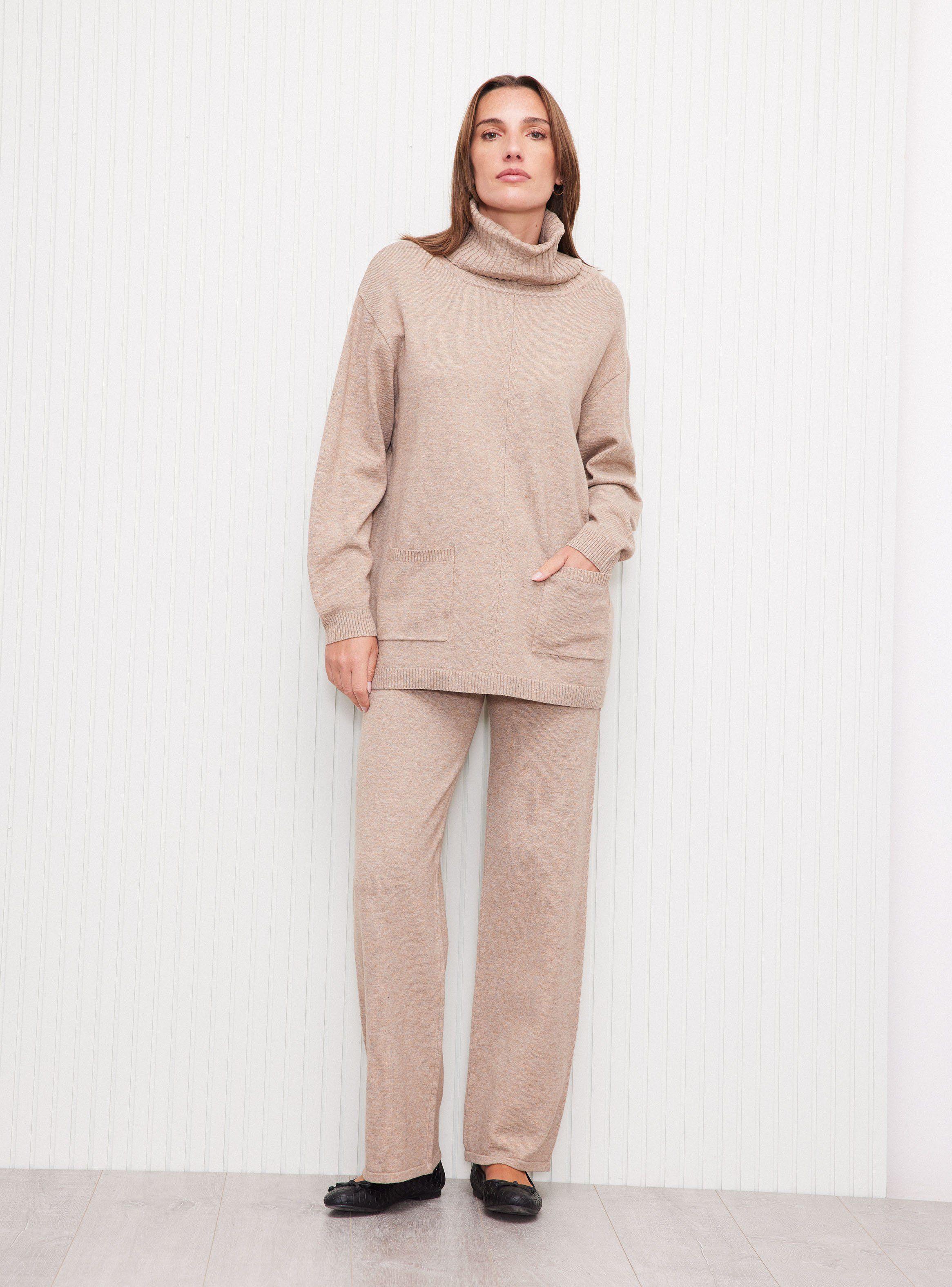 Sweater Cuello Alto Y Bolsillos Set Tejido-4