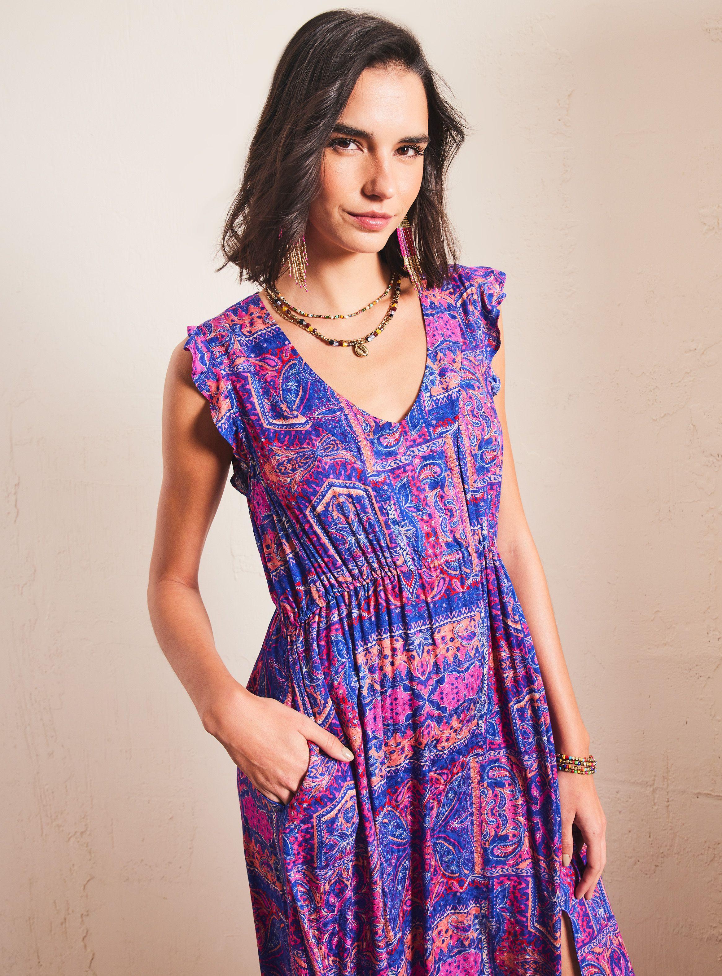 Vestido Estampado y Cintura Elasticada-2