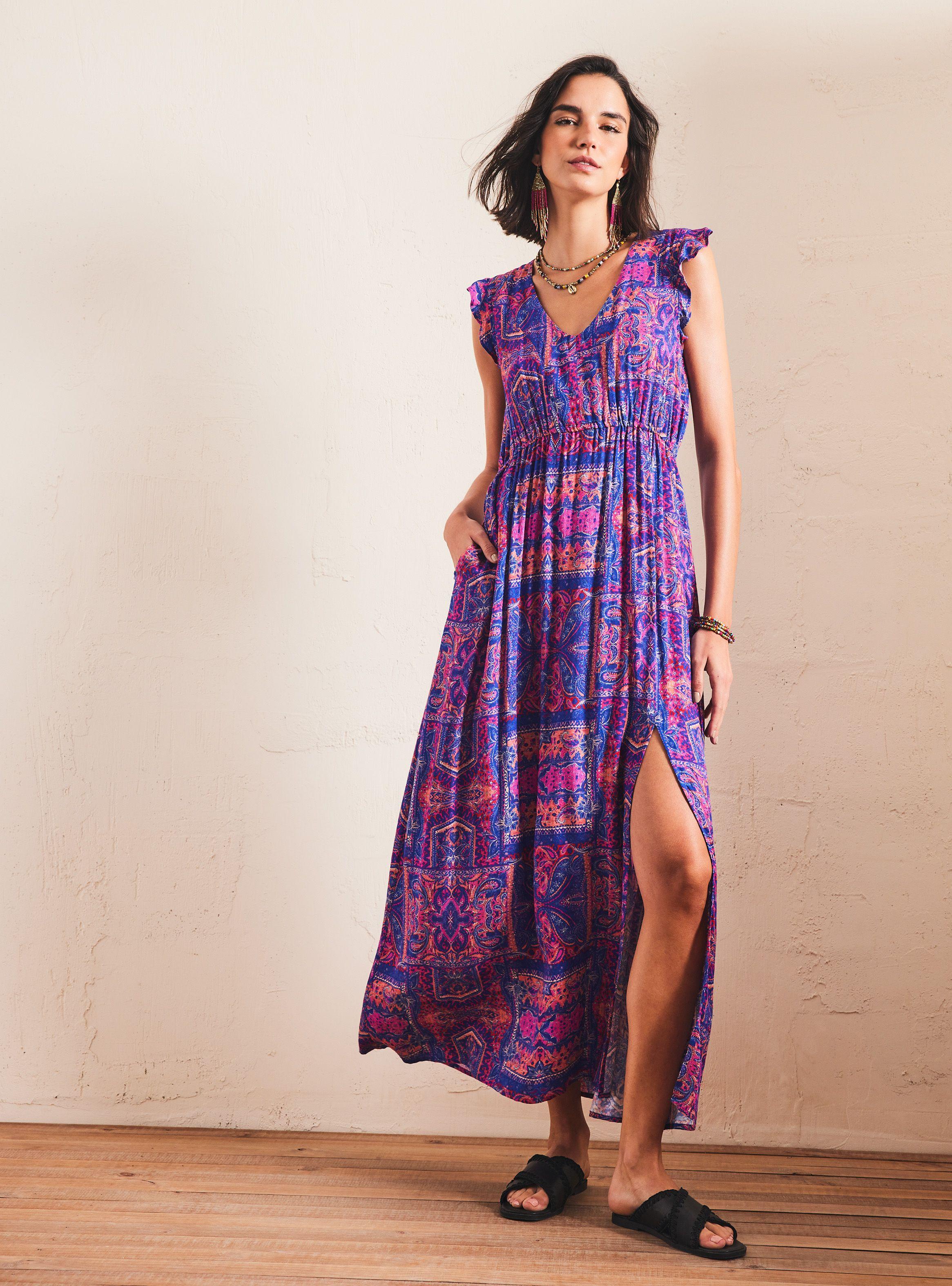 Vestido Estampado y Cintura Elasticada-4