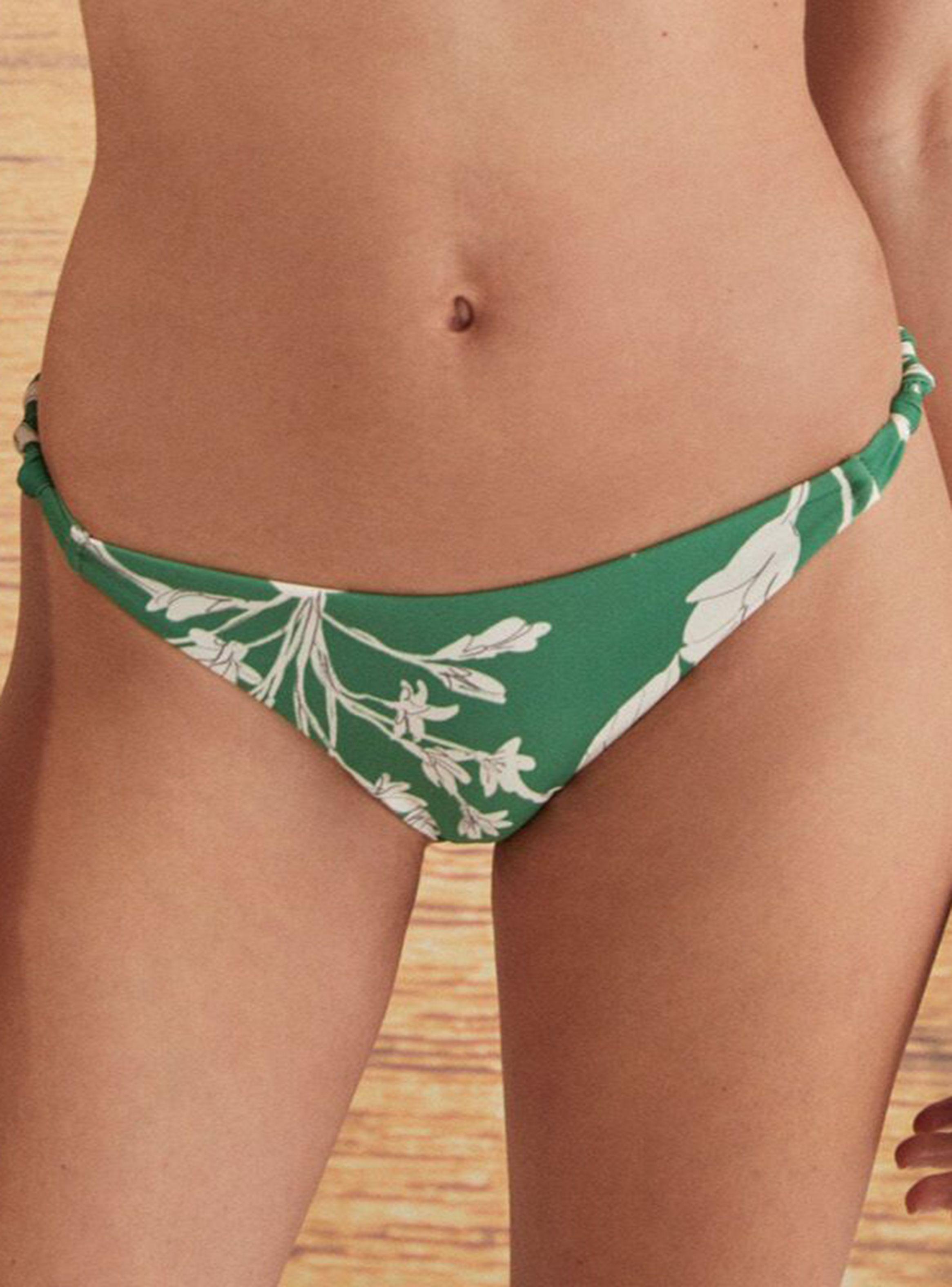 Calzón Bikini Brasileña Flores Verde-0