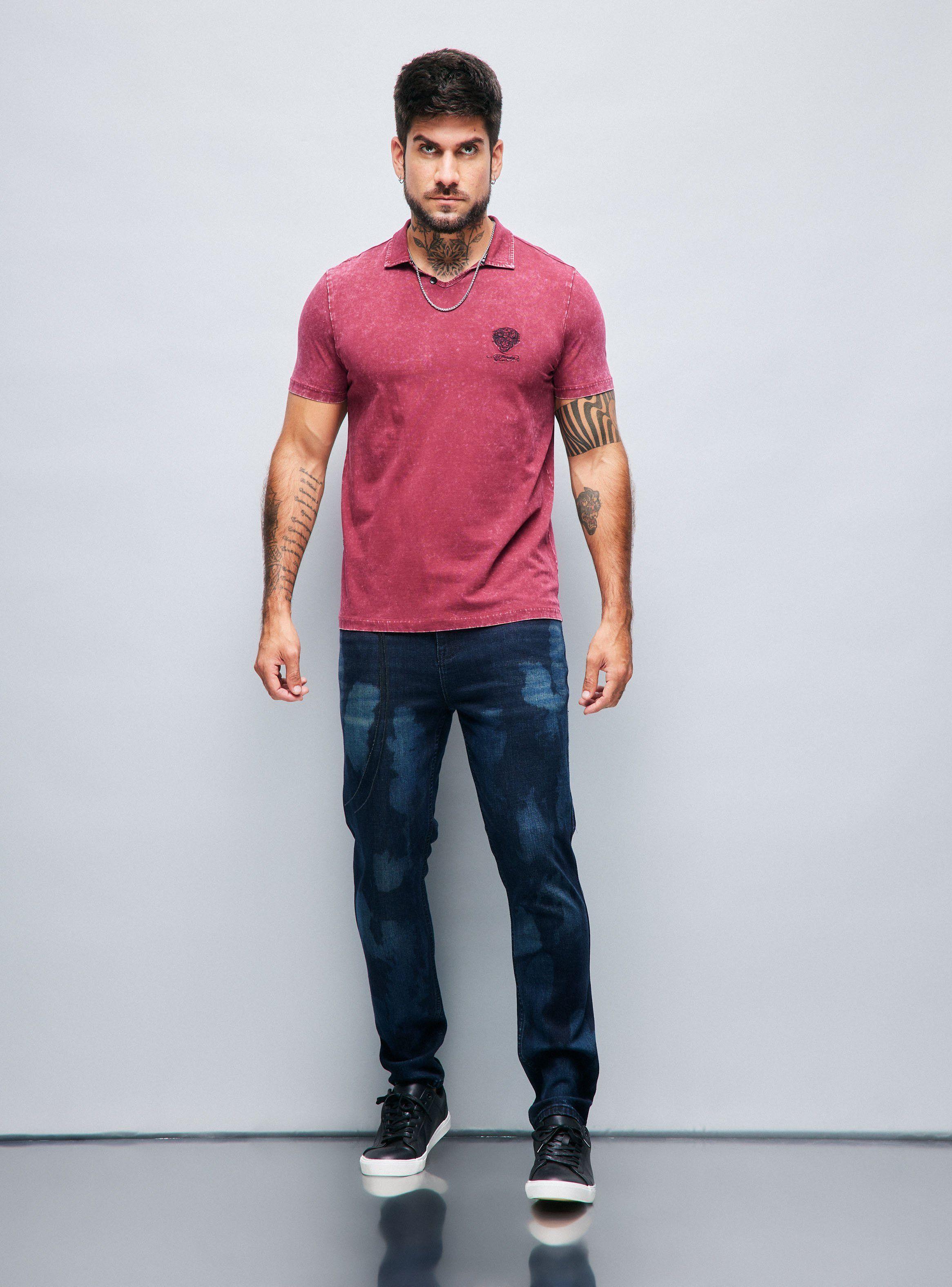 Polera Ed Hardy Cuello Polo Abierto Lavado Ácido-4