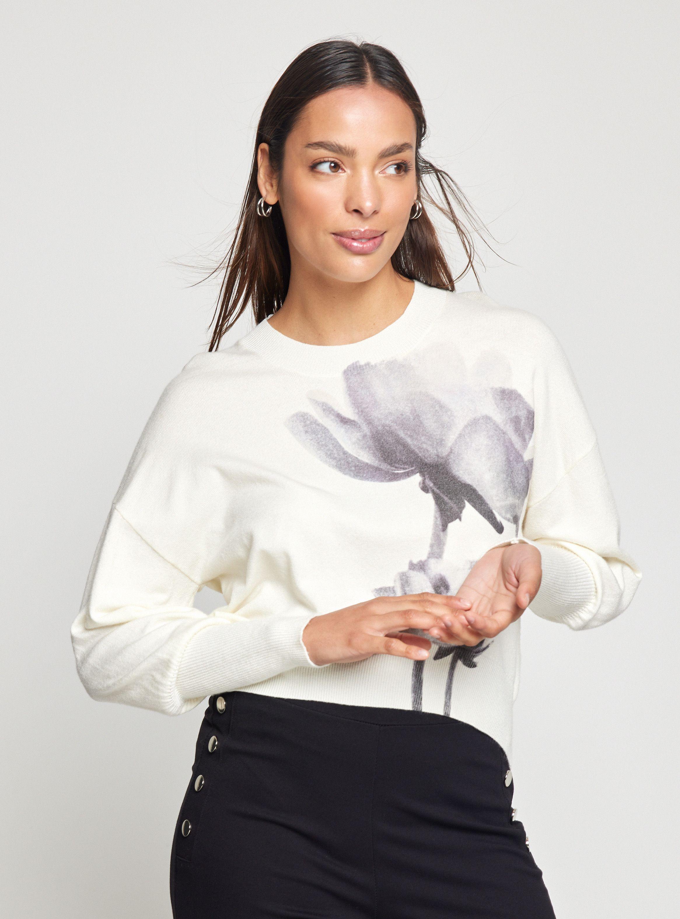 Sweater Estampado Floral Y Manga Abullonada-0