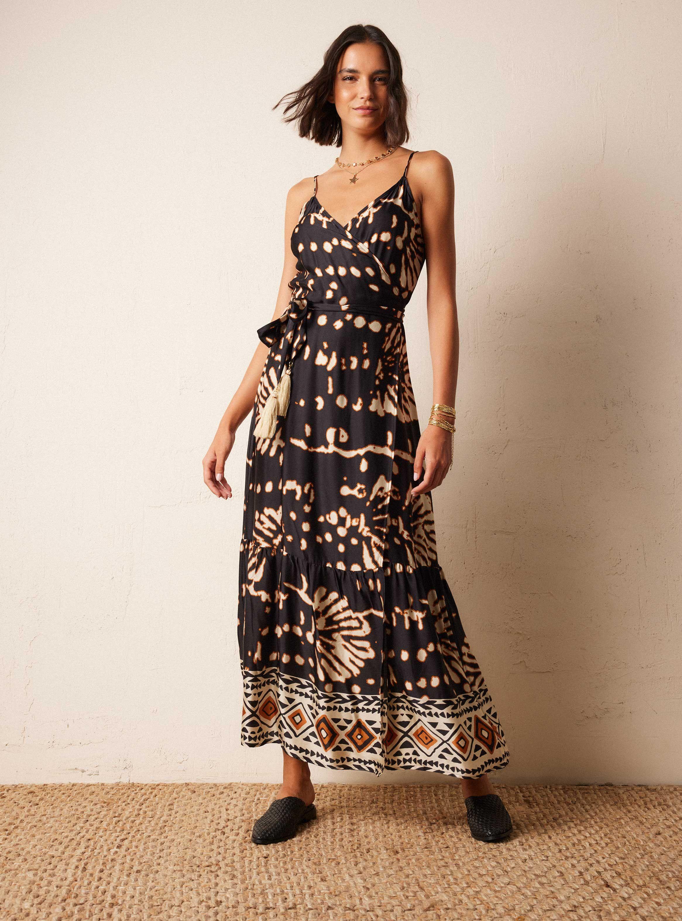 Vestido Estampado con Corte Cruzado-0