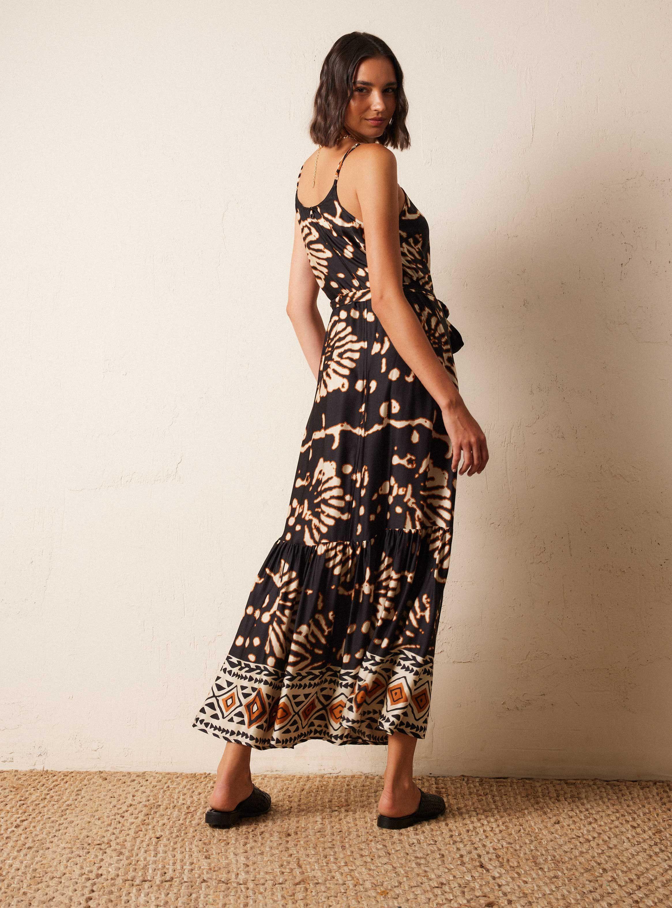 Vestido Estampado con Corte Cruzado-1