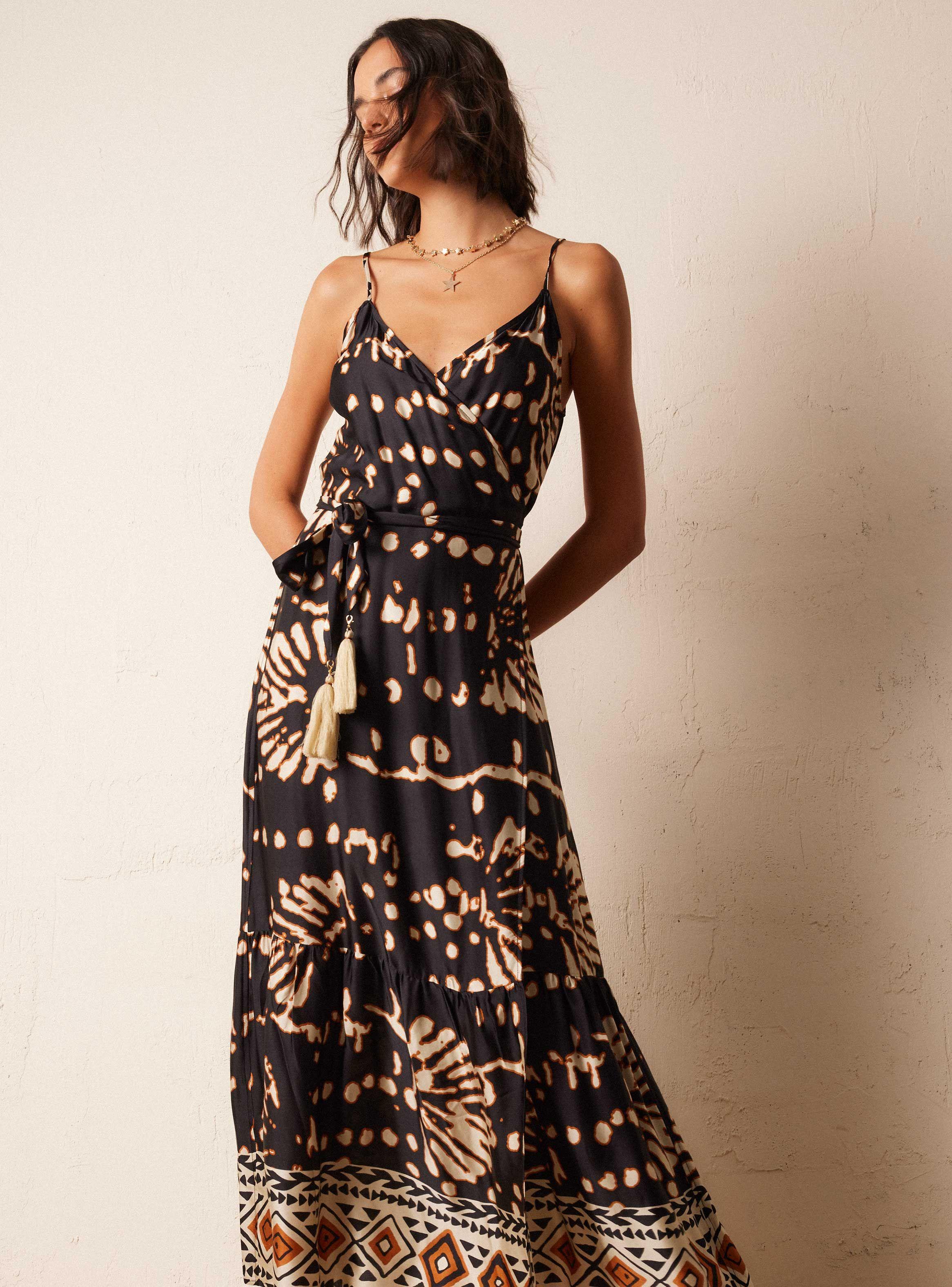 Vestido Estampado con Corte Cruzado-4