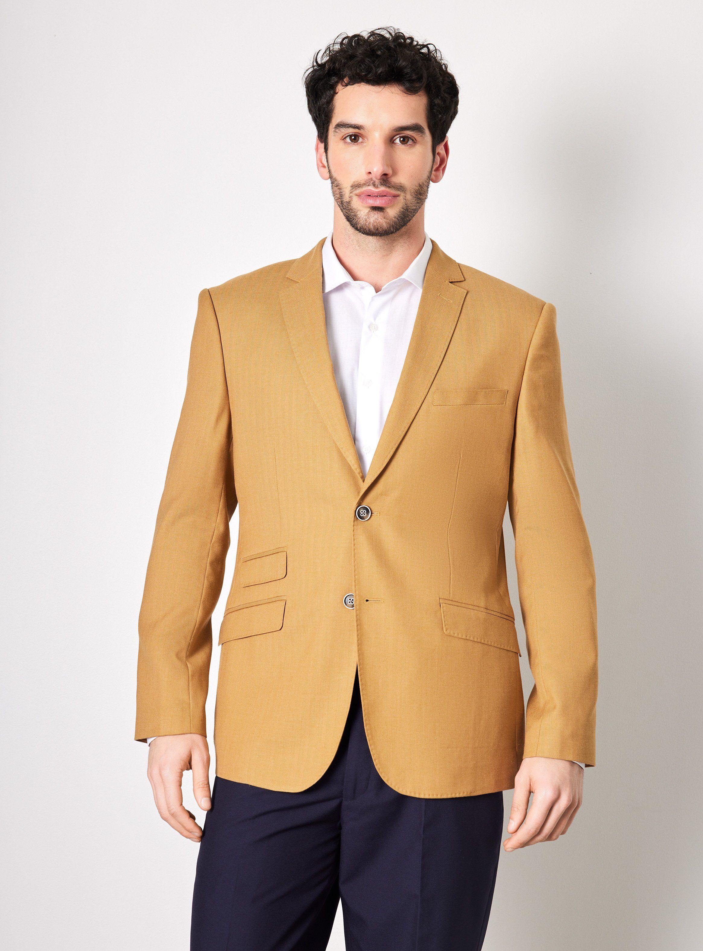 Vestón Recto Slim Fit Tela Lino Espigado-0