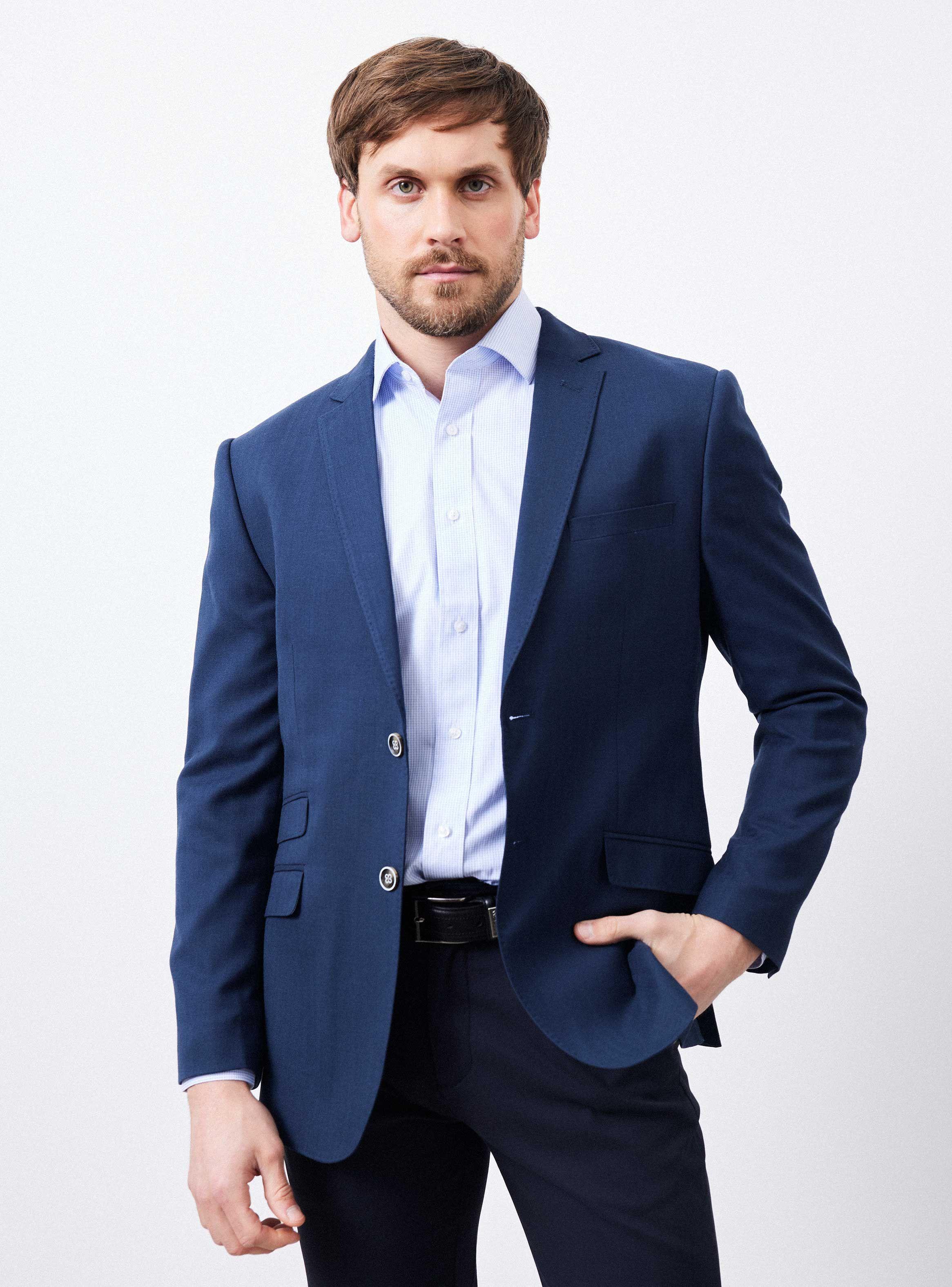Vestón Recto Slim Fit Tela Lino Espigado-0