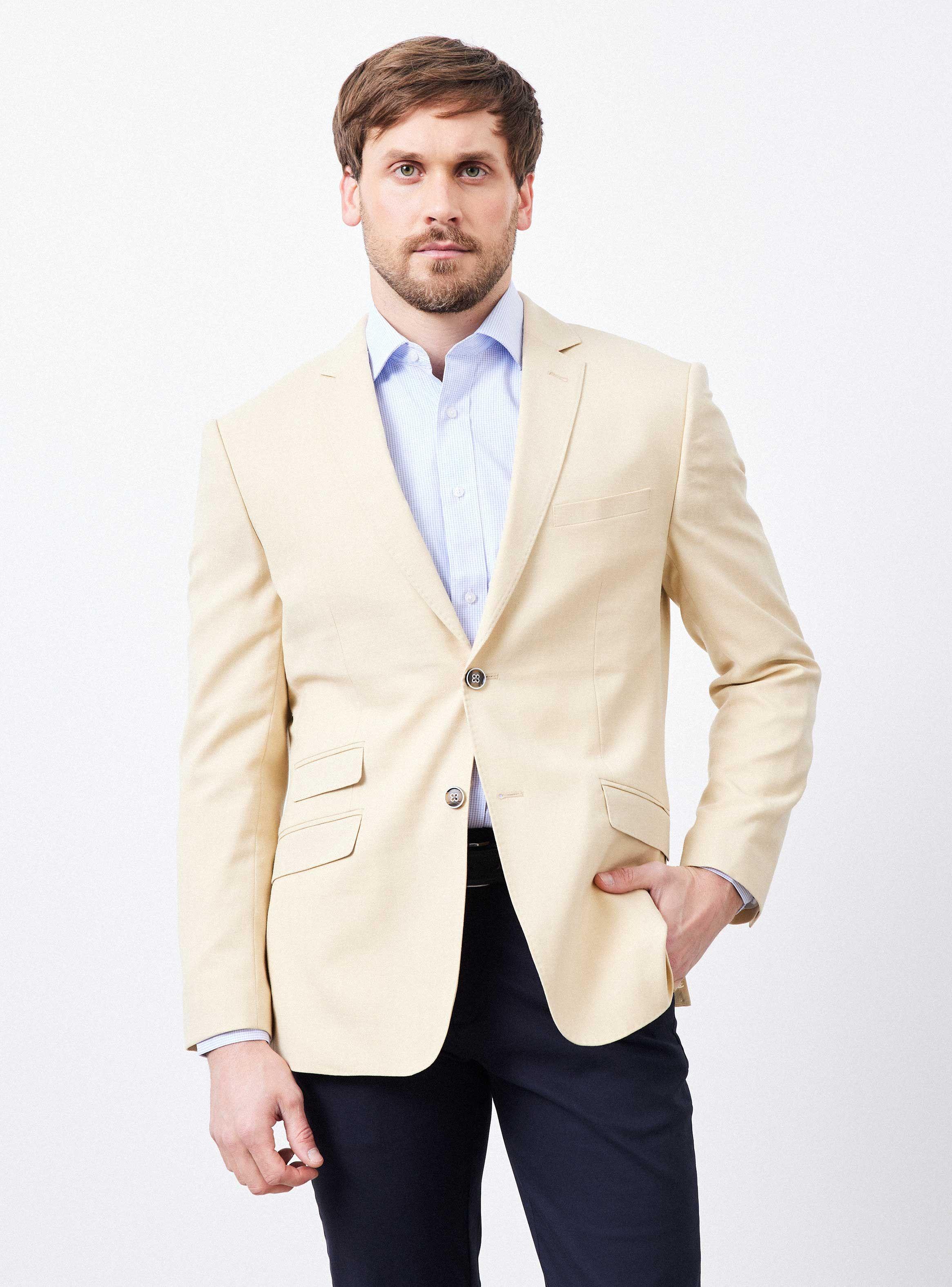 Vestón Recto Slim Fit Tela Lino Espigado-0