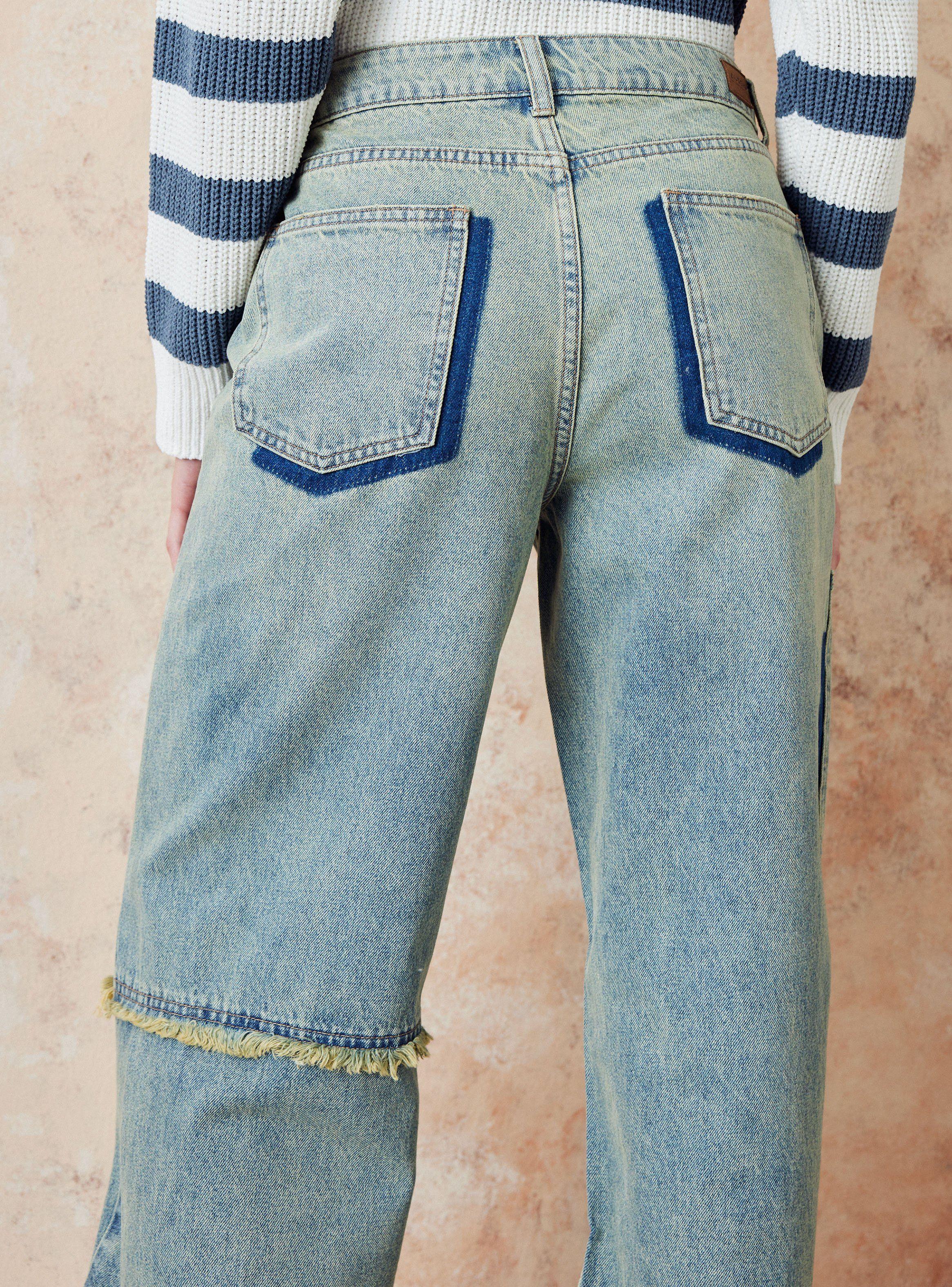 Jeans Sueltos Diseño Bolsillos Parches-3