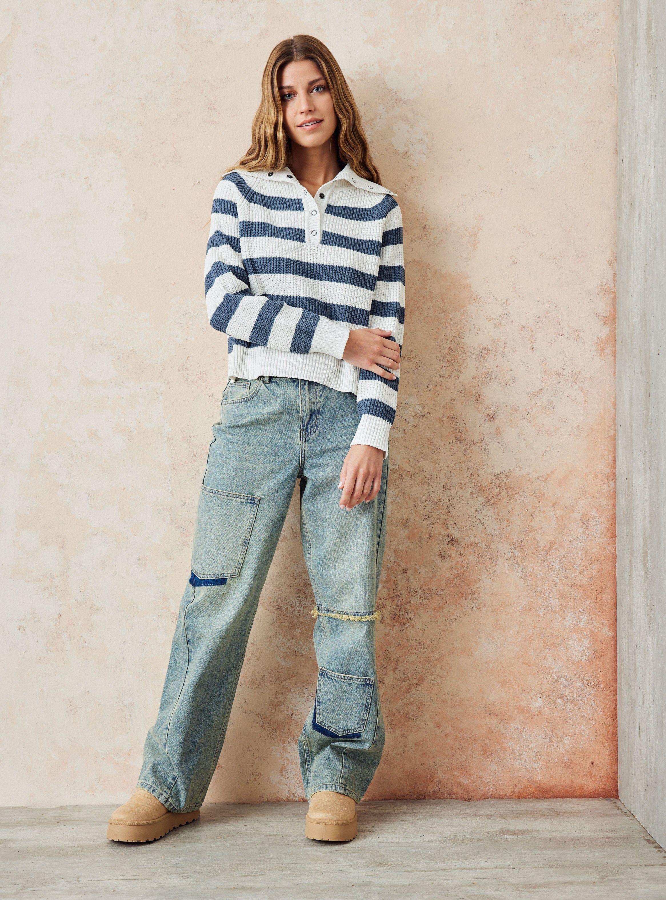 Jeans Sueltos Diseño Bolsillos Parches-4