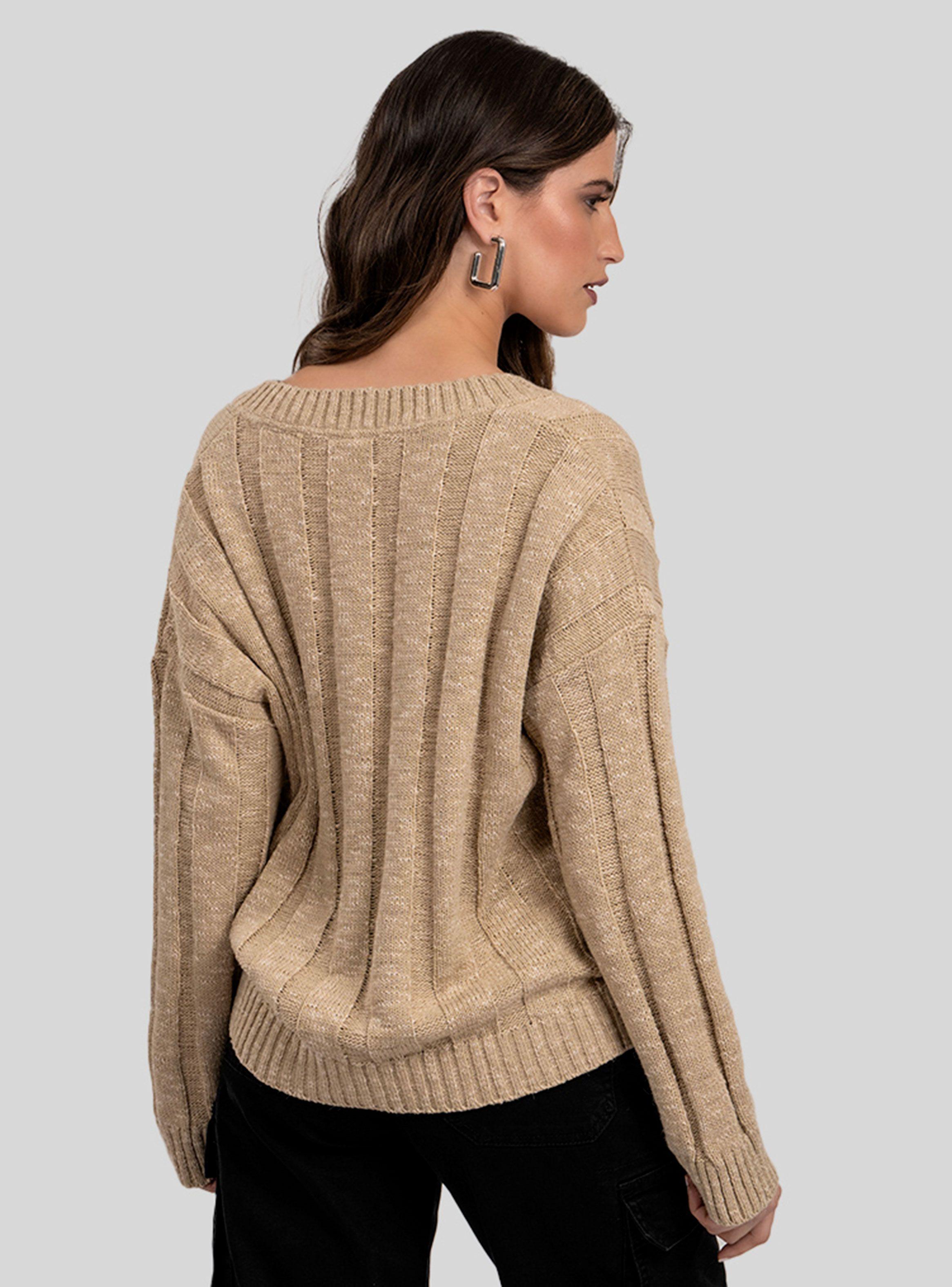 Chaleco Rebeca Cuello V Beige-1