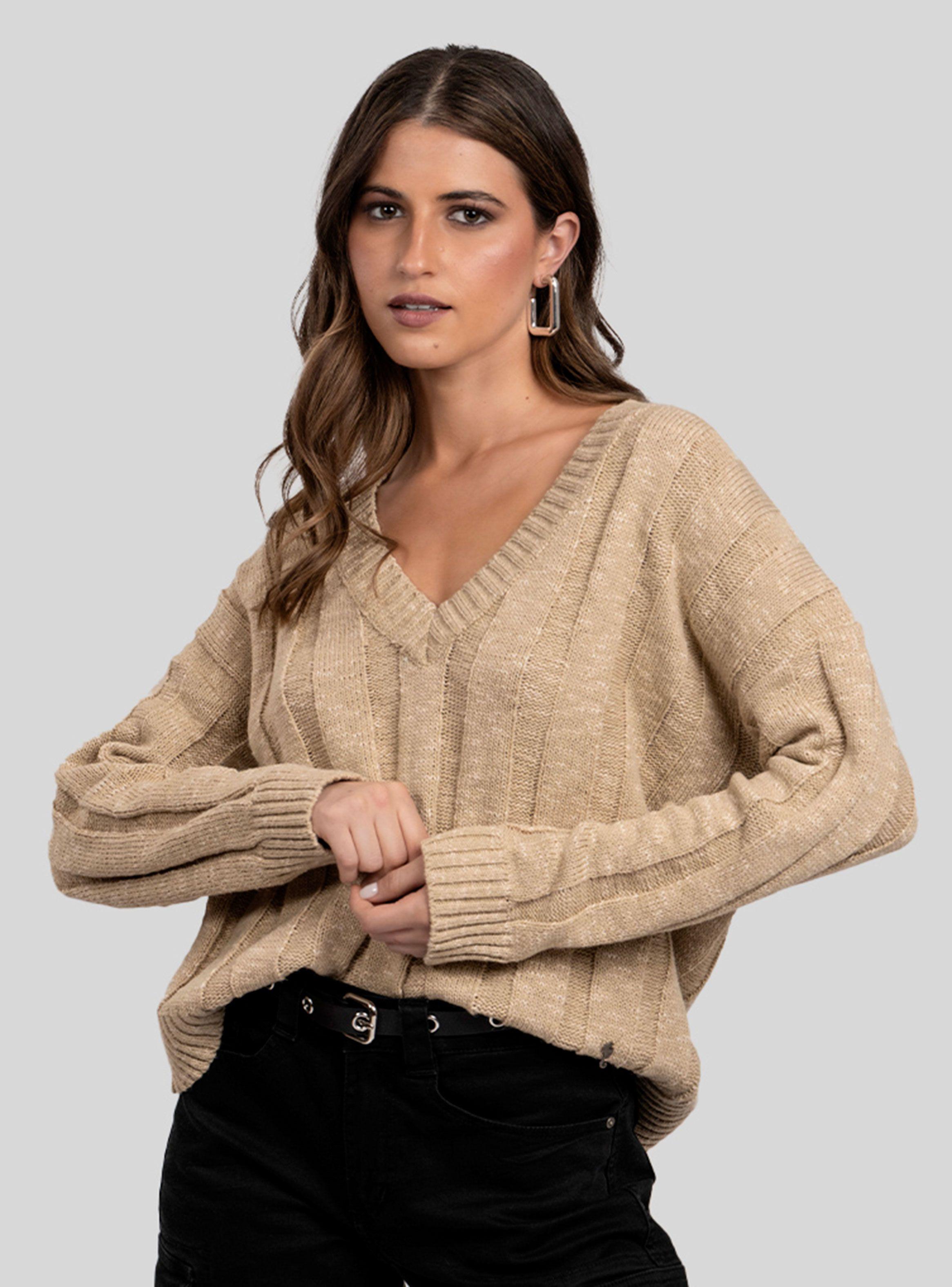 Chaleco Rebeca Cuello V Beige-2