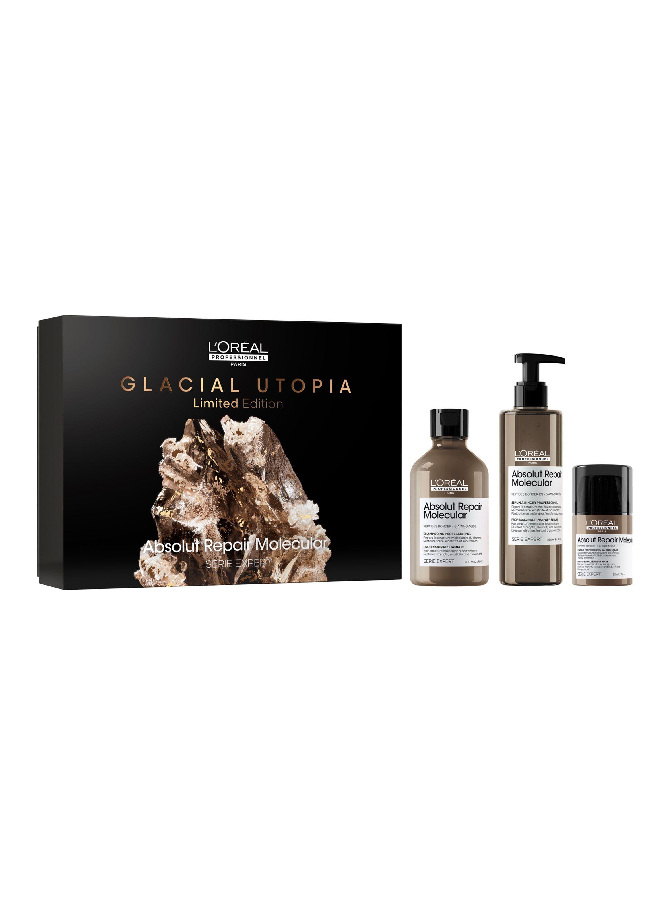 Set Profesional Reparación Estructura Molecular Cabello Absolut Repair Molecular Shampoo 300ml + Sérum de Enjuage 250ml + Máscara sin enjuague 100ml-0